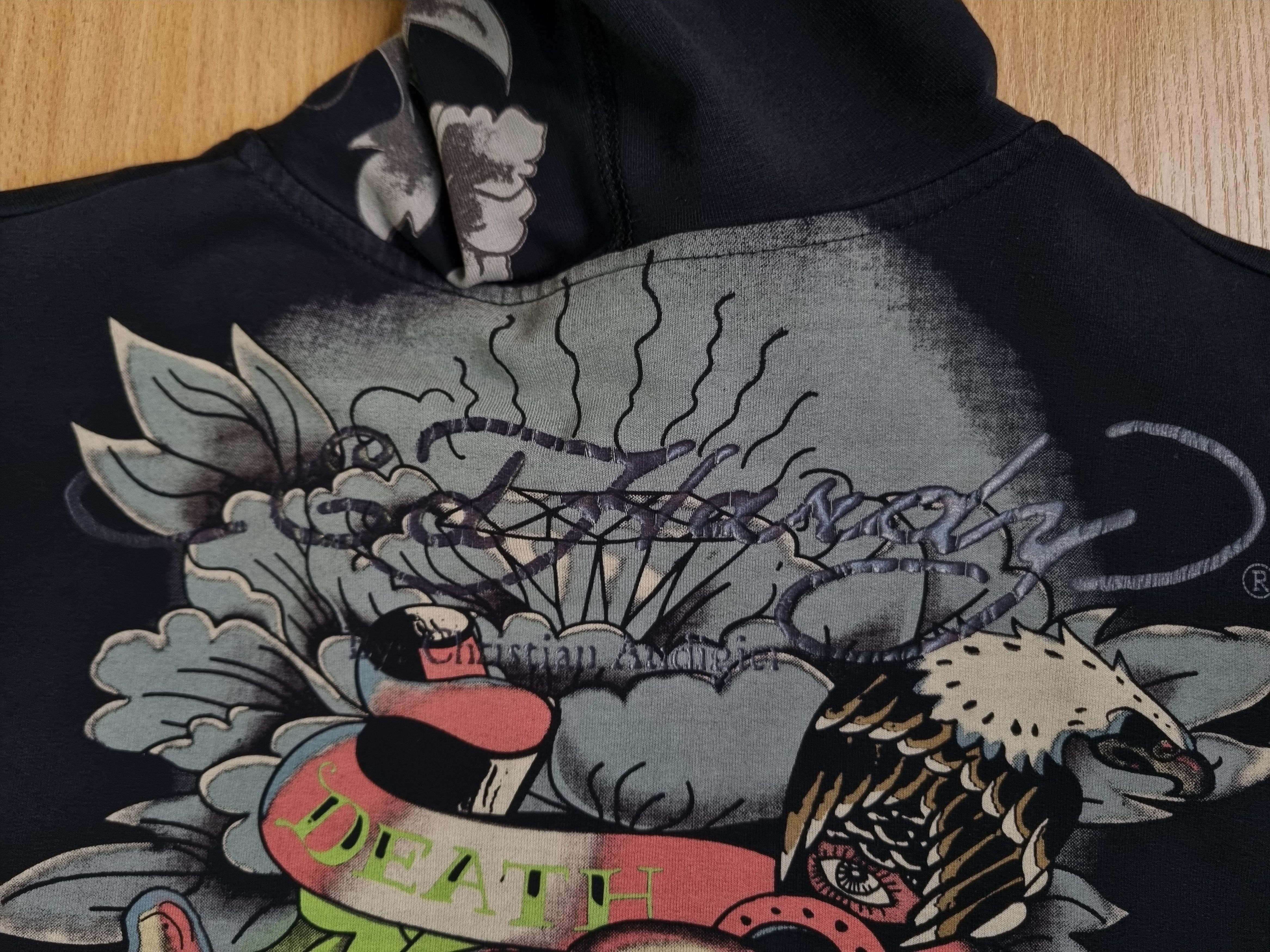 Christian Audigier × Ed Hardy Ed Hardy Embroidered Patches Faded Zipped Hoodie Size L / US 10 / IT 46 - 16 Thumbnail