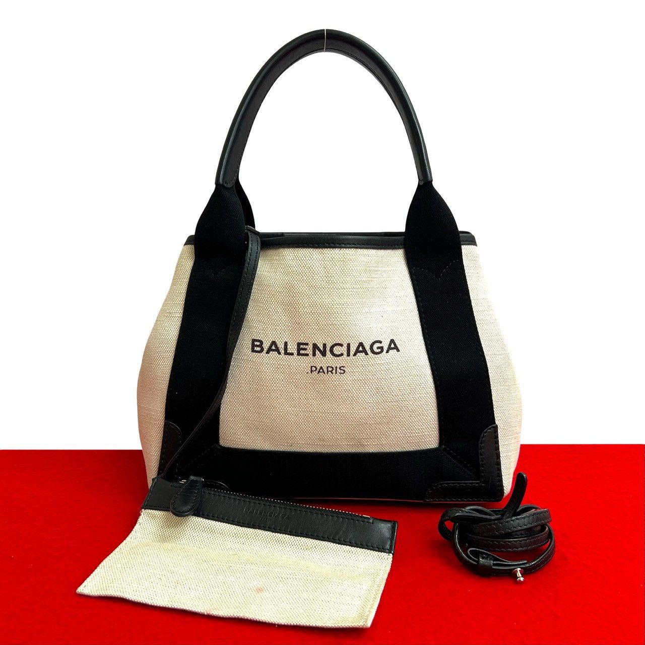 Balenciaga Balenciaga Balenciaga Navy Cabas Canvas Leather 2way Bag Leather Shoulder Bag 39121 DUTY FREE for USA Size ONE SIZE - 1 Thumbnail