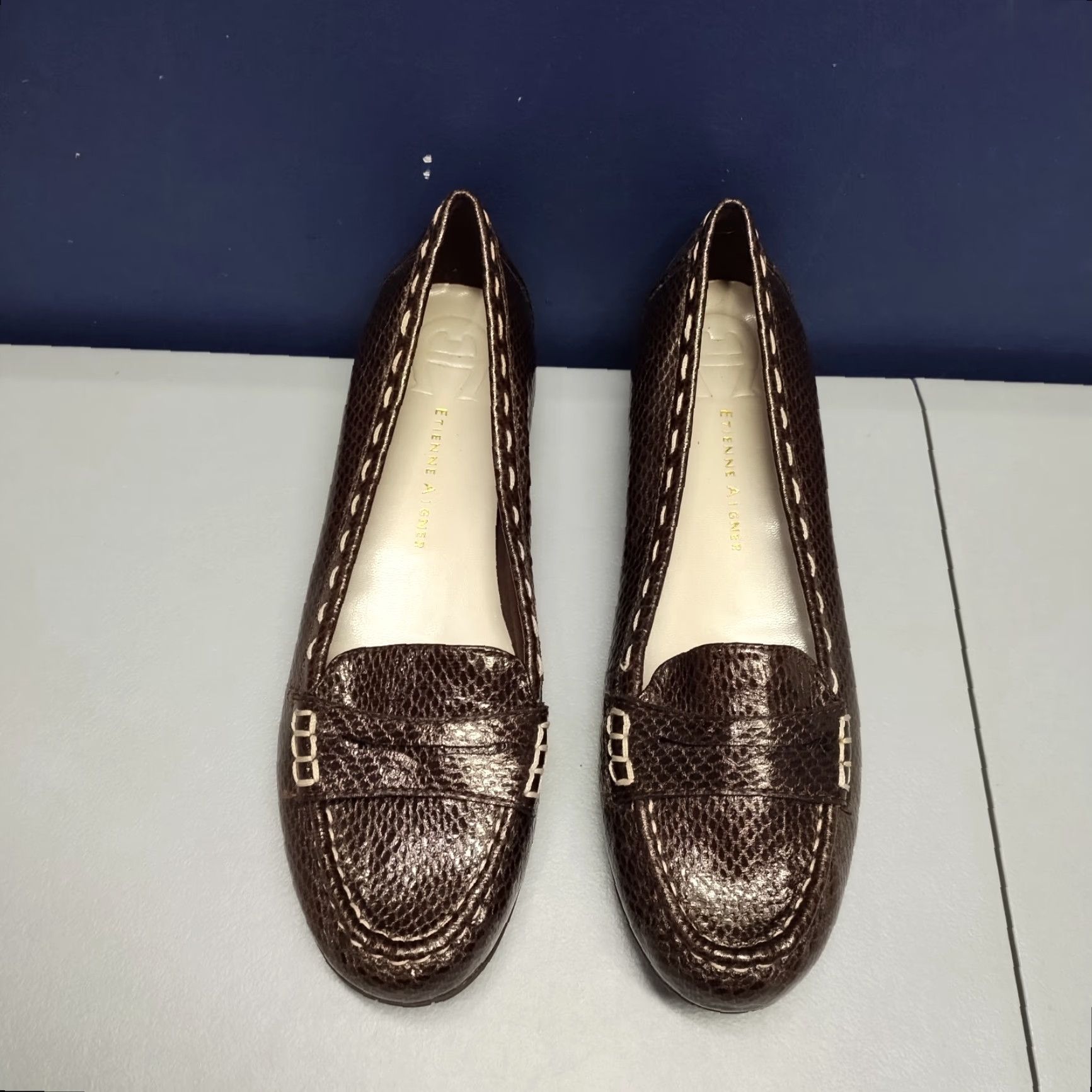 Etienne Aigner Etienne Aigner Ester Flats Womens Size 9M Brown Snake Leather Comfort 92694-7 Size US 9 / IT 39 - 3 Thumbnail