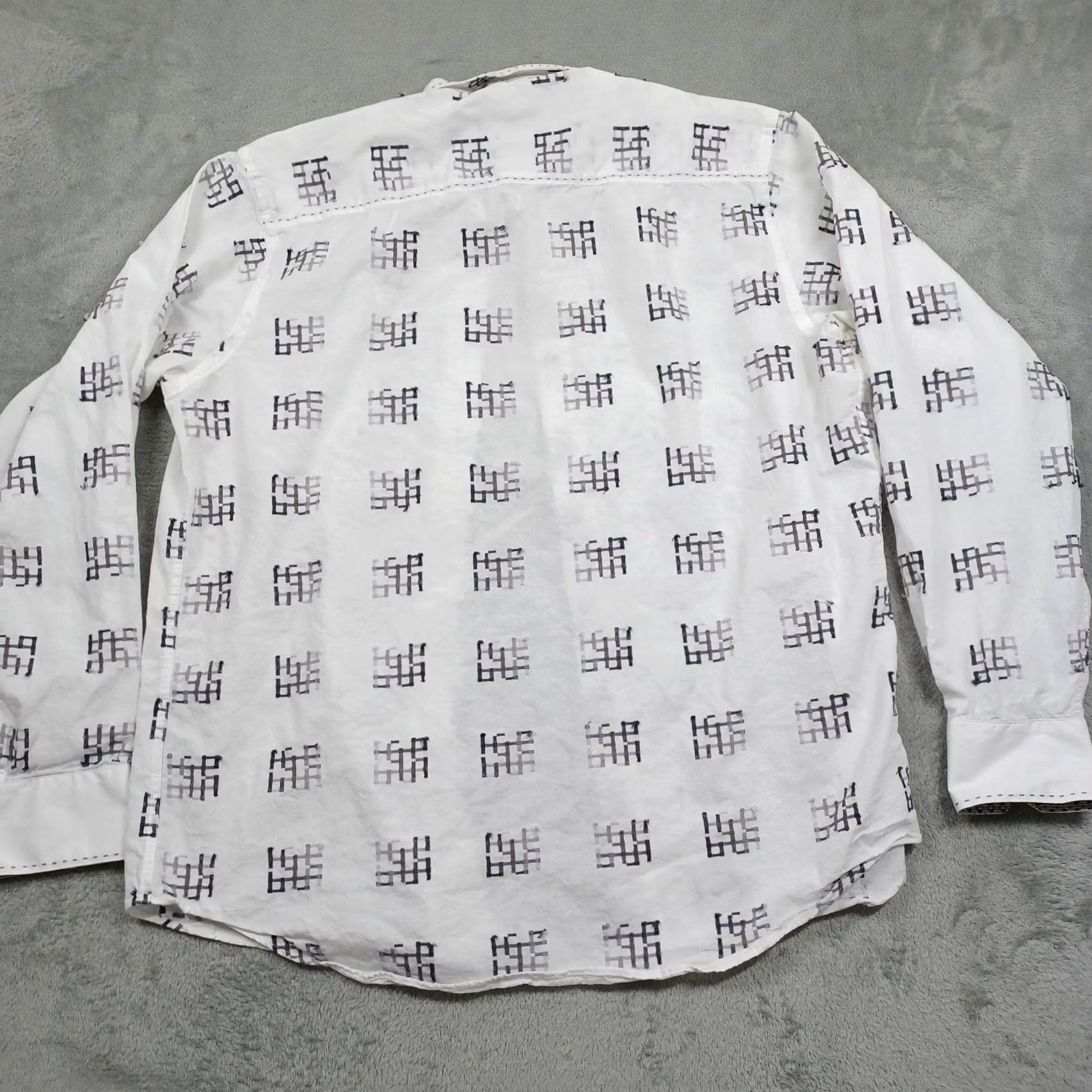 BUGATCHI Bugatchi Uomo Shirt Large White Geometric Button Up Preppy Mens Size US L / EU 52-54 / 3 - 6 Thumbnail