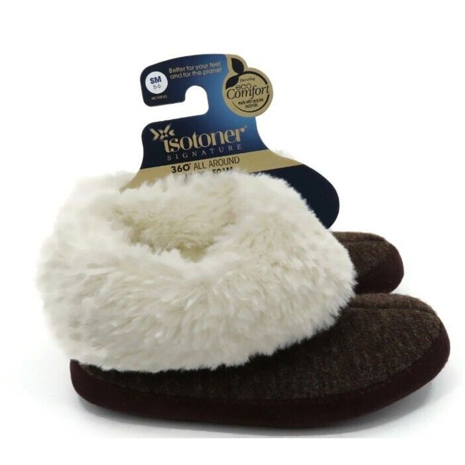 Other Isotoner Slippers Women's S 5-6 Brown Memory Foam Faux Fur Size US 5 / IT 35 - 1 Thumbnail