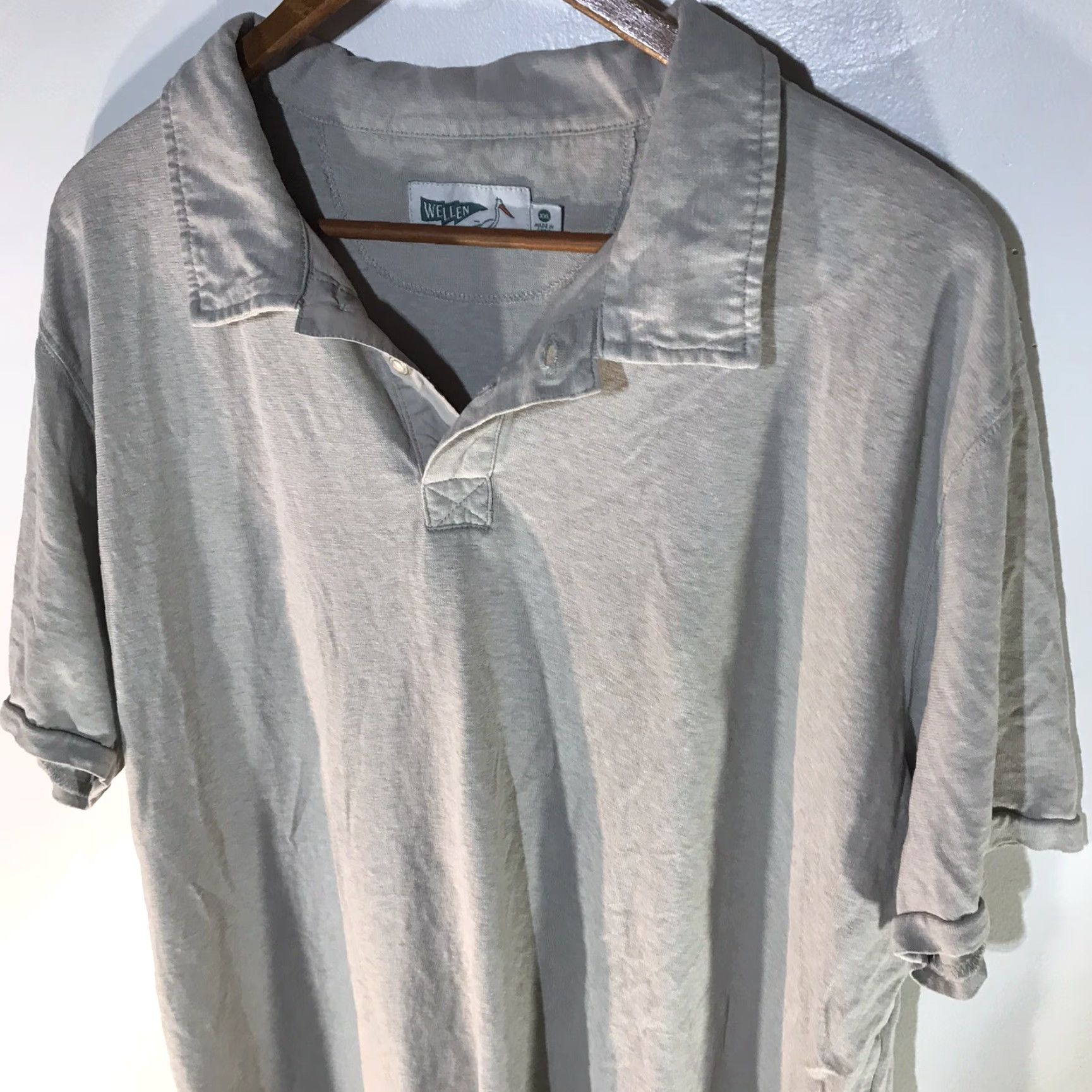 Vintage Wellen Mens Polo Shirt 2XL Short Sleeve Cotton Hemp Beige Casual Classic Summer Size US XXL / EU 58 / 5 - 2 Thumbnail