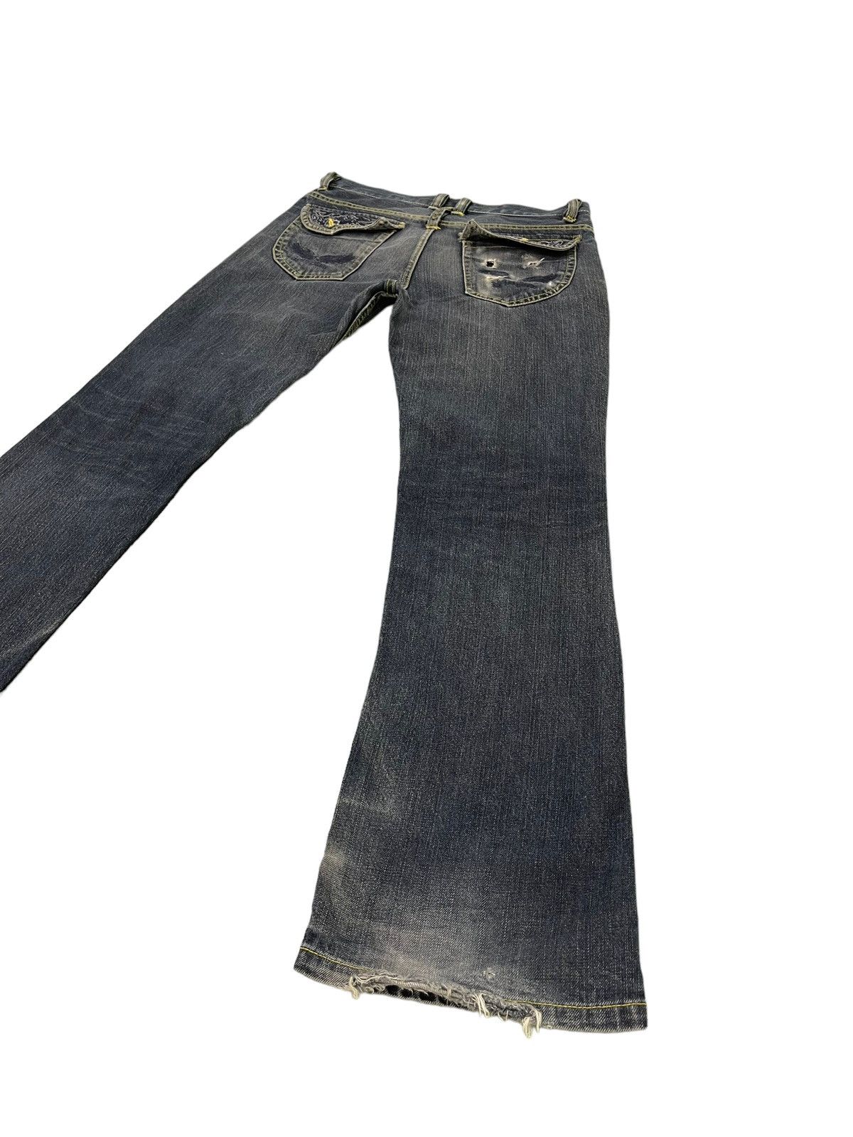 Japanese Brand Flare Jeans Nylaus Distress Low Rise Boot Cut 6🟦3 Size US 32 / EU 48 - 13 Thumbnail