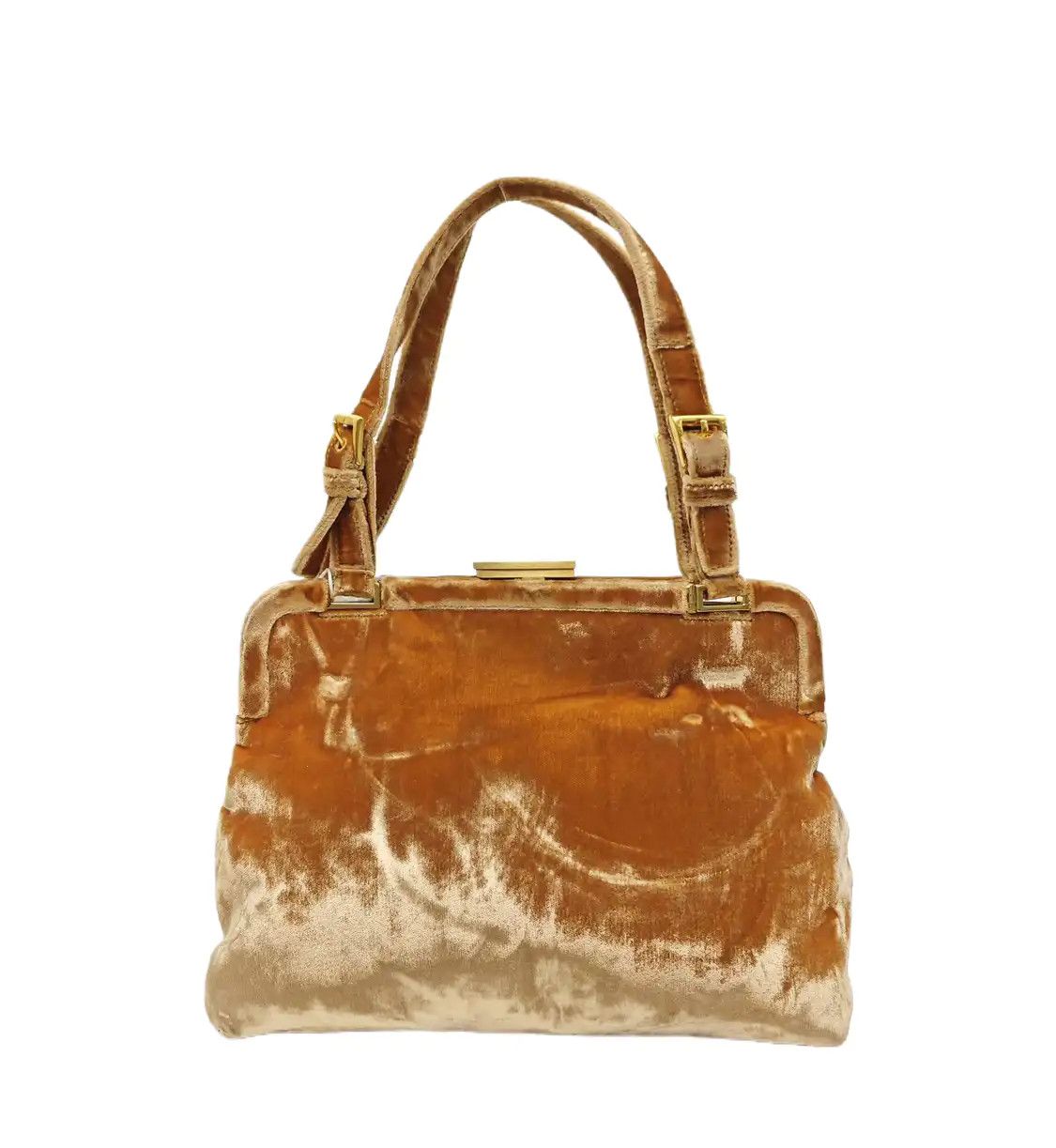 Prada PRADA brown velvet handbag gold hardware Size ONE SIZE - 1 Thumbnail