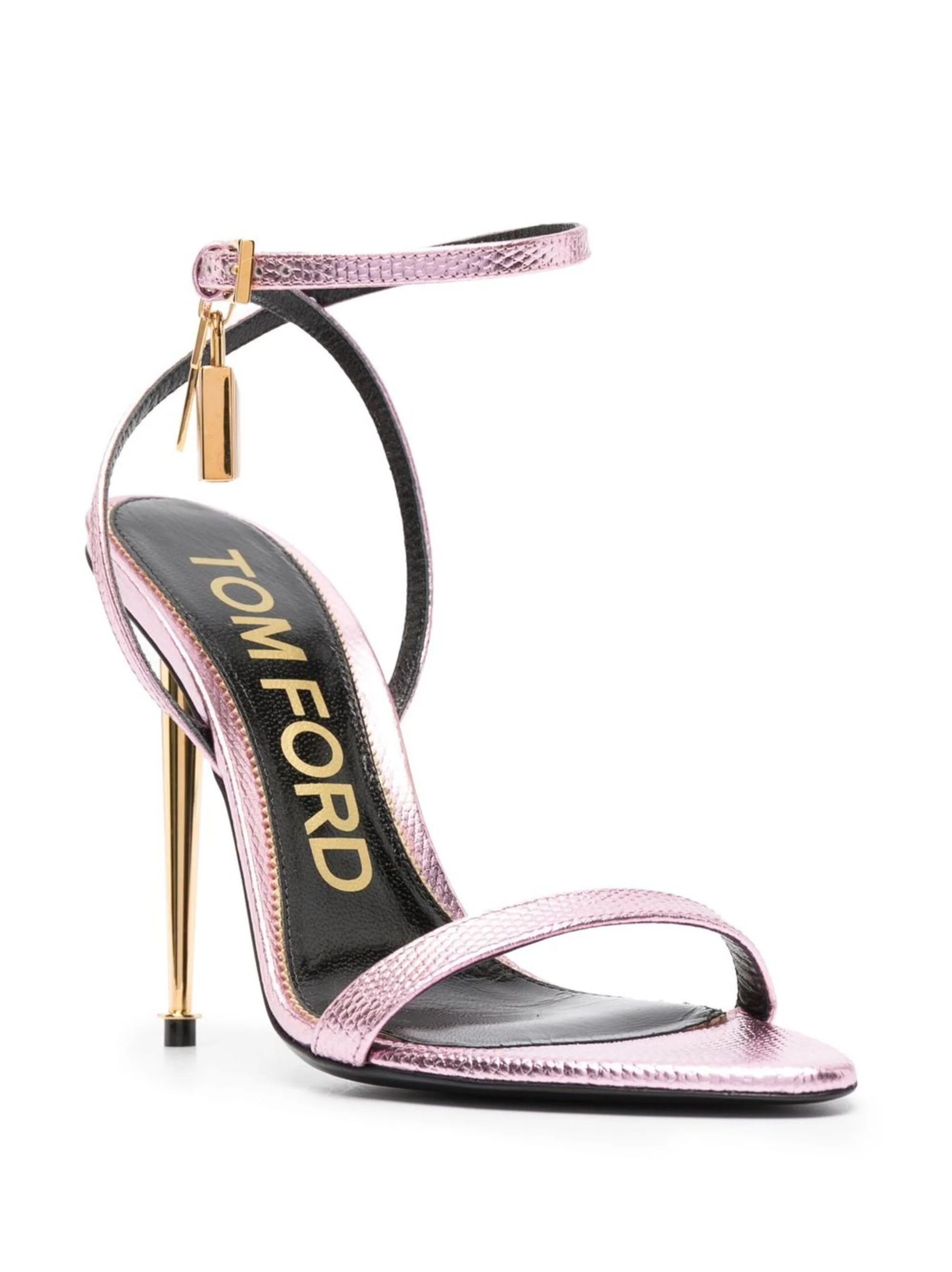 Tom Ford o1loc1c0624 Padlock Lizard-Effect Sandals in Light Pink Size US 6 / IT 36 - 2 Thumbnail