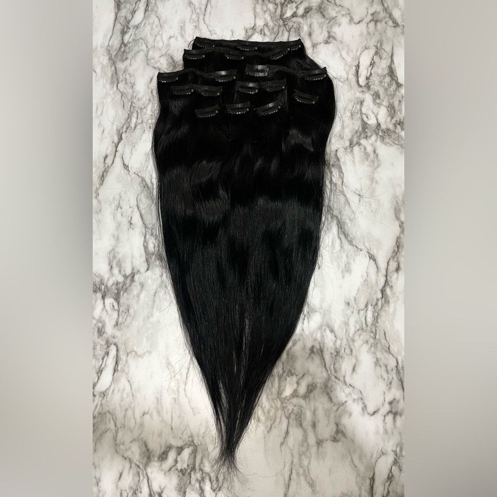 Other Clip in 100% Human hair Black hair Extensions 18 Inch Size ONE SIZE - 1 Thumbnail