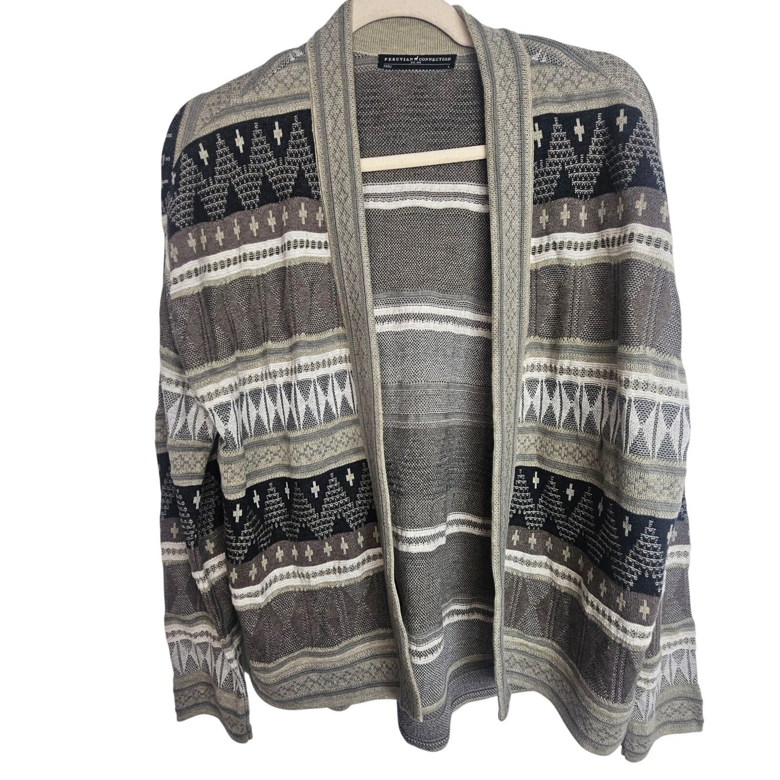 French Connection Peruvian Connection Womens Fair Isle Aztec Cardigan Sweater Size L / US 10 / IT 46 - 1 Thumbnail