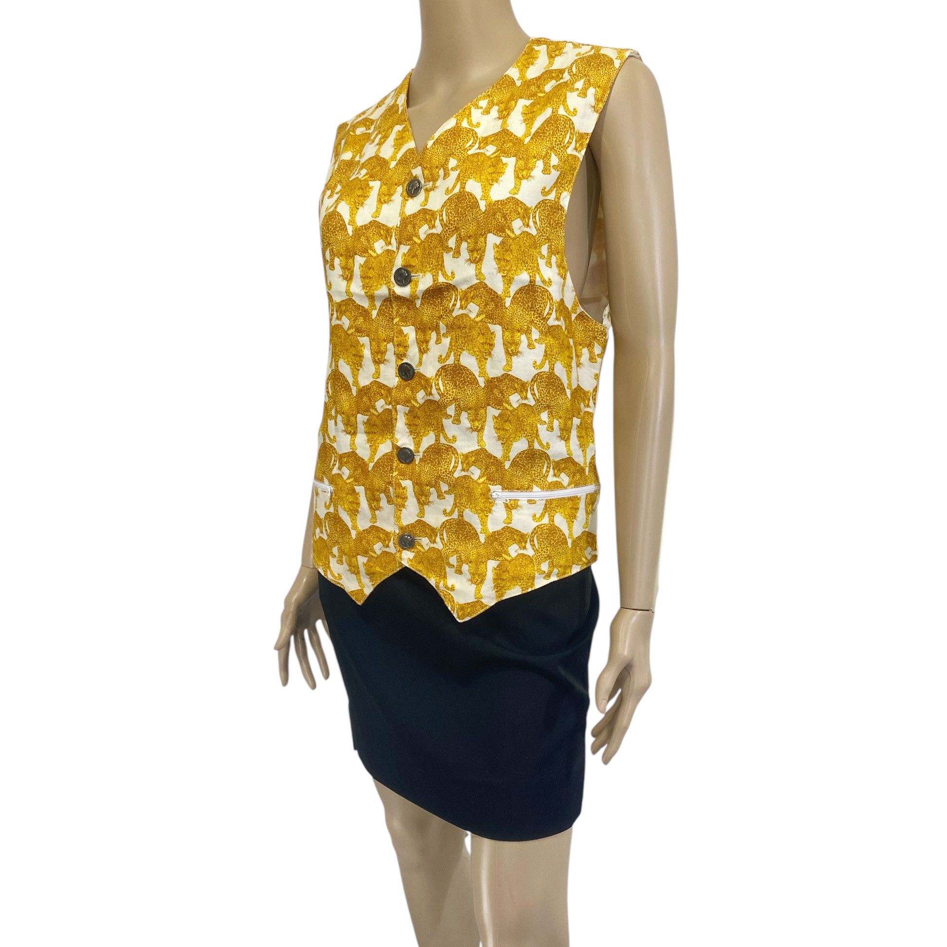 Versus Versace Vintage Yellow Leopard Print Vest Size US S / EU 44-46 / 1 - 3 Thumbnail