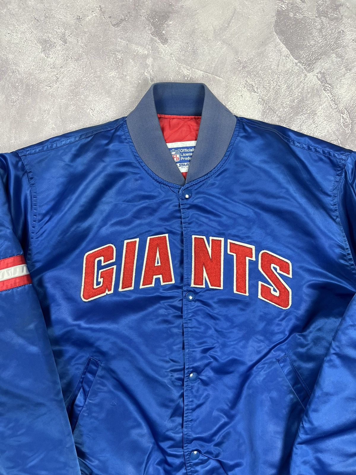 Starter New York Giants Vintage 80s Starter Satin Bomber Jacket Size US XL / EU 56 / 4 - 2 Thumbnail