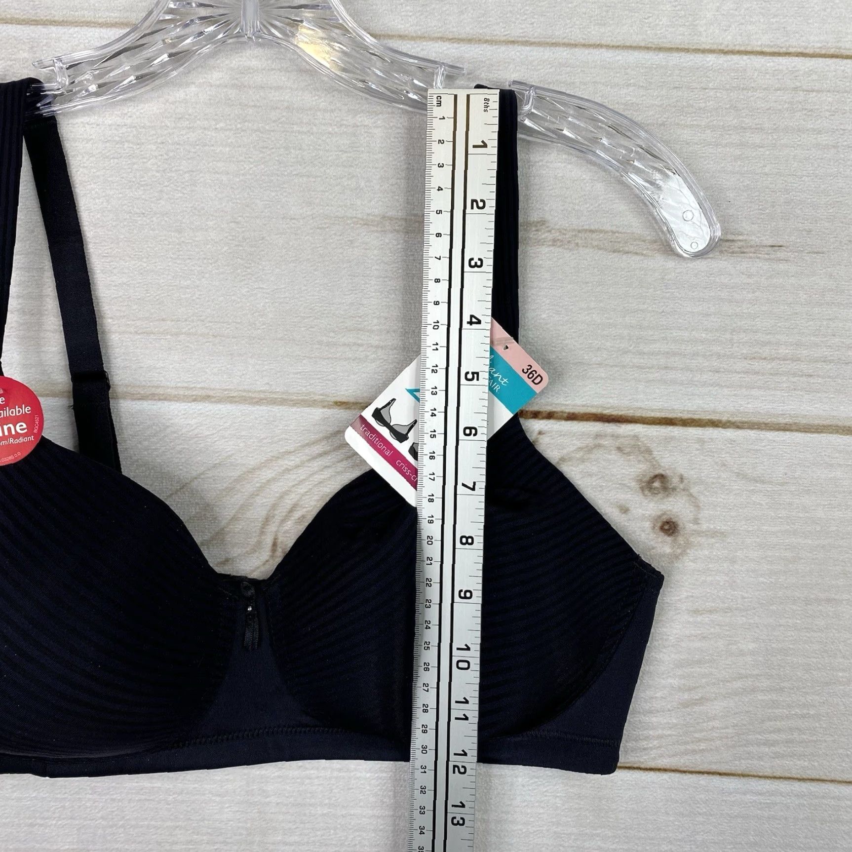 Vintage Radiant By Vanity Fair Bra 36D Black Striped Straps Convert 2 Ways NWT Size ONE SIZE - 4 Thumbnail