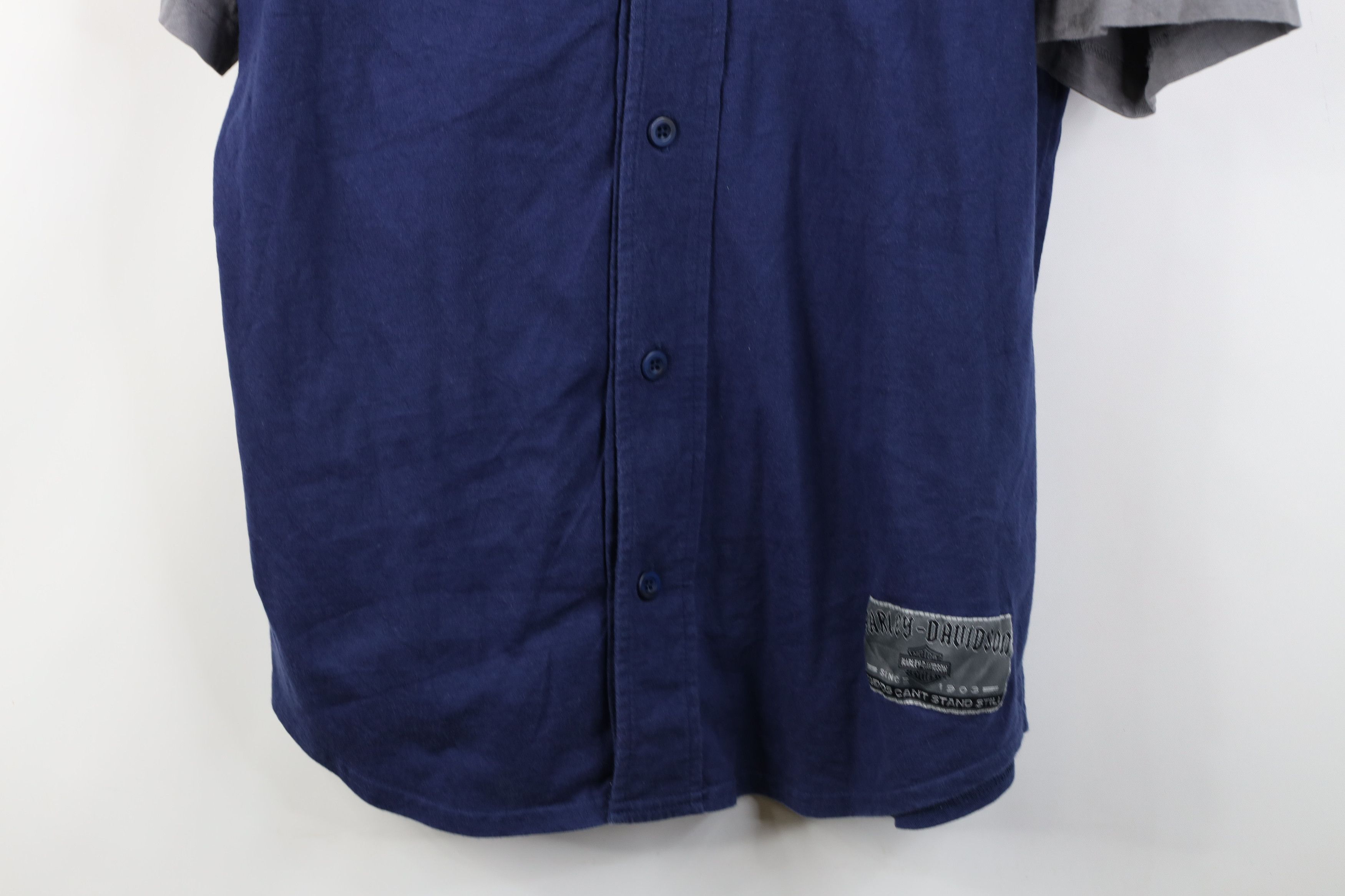 Harley Davidson Vintage 90s Y2K Harley Davidson Baseball Jersey Shirt Blue Size US L / EU 52-54 / 3 - 3 Thumbnail