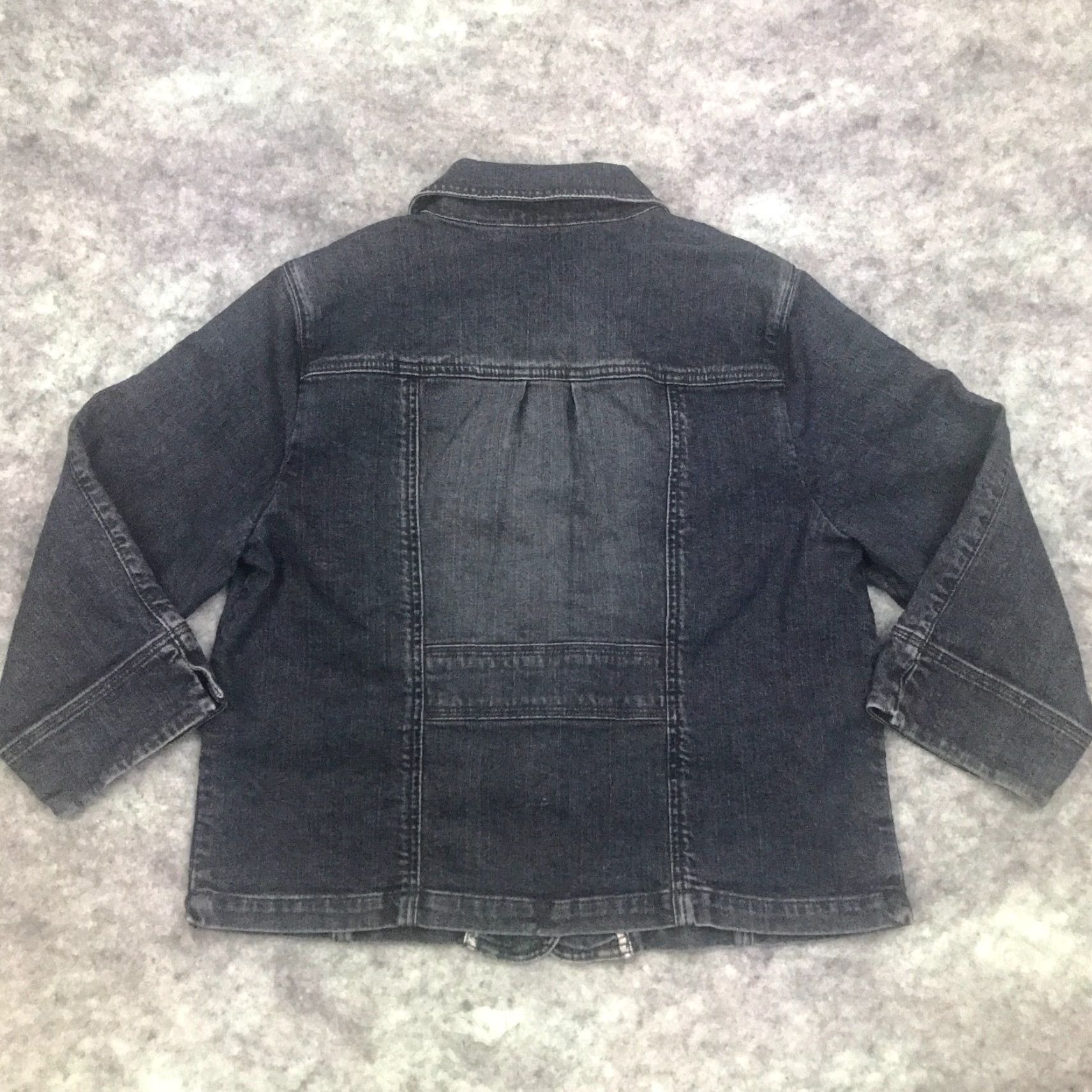 Denime Motto Jacket Womens Large Blue Denim Button Down Front Pockets Size 36" / US 14 / IT 50 - 7 Thumbnail