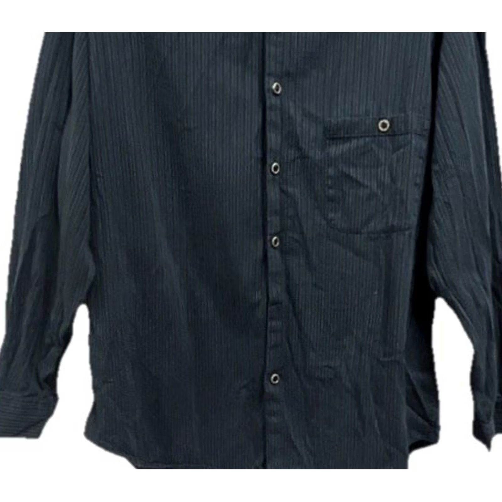 Vintage Giorgio Danieli Shirt Men Navy Textured Stripe Button-Front Long Sleeve Classic Fit Casual Size US L / EU 52-54 / 3 - 4 Thumbnail