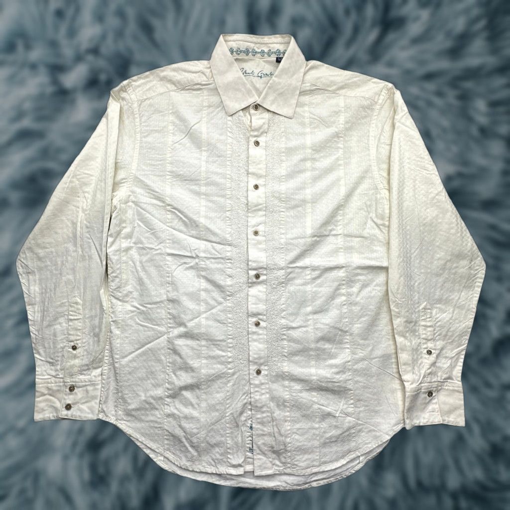 Robert Graham Robert Graham Long Sleeve Button Up Striped Mens Shirt XL White Textured Regular Fit Size US XL / EU 56 / 4 - 1 Thumbnail