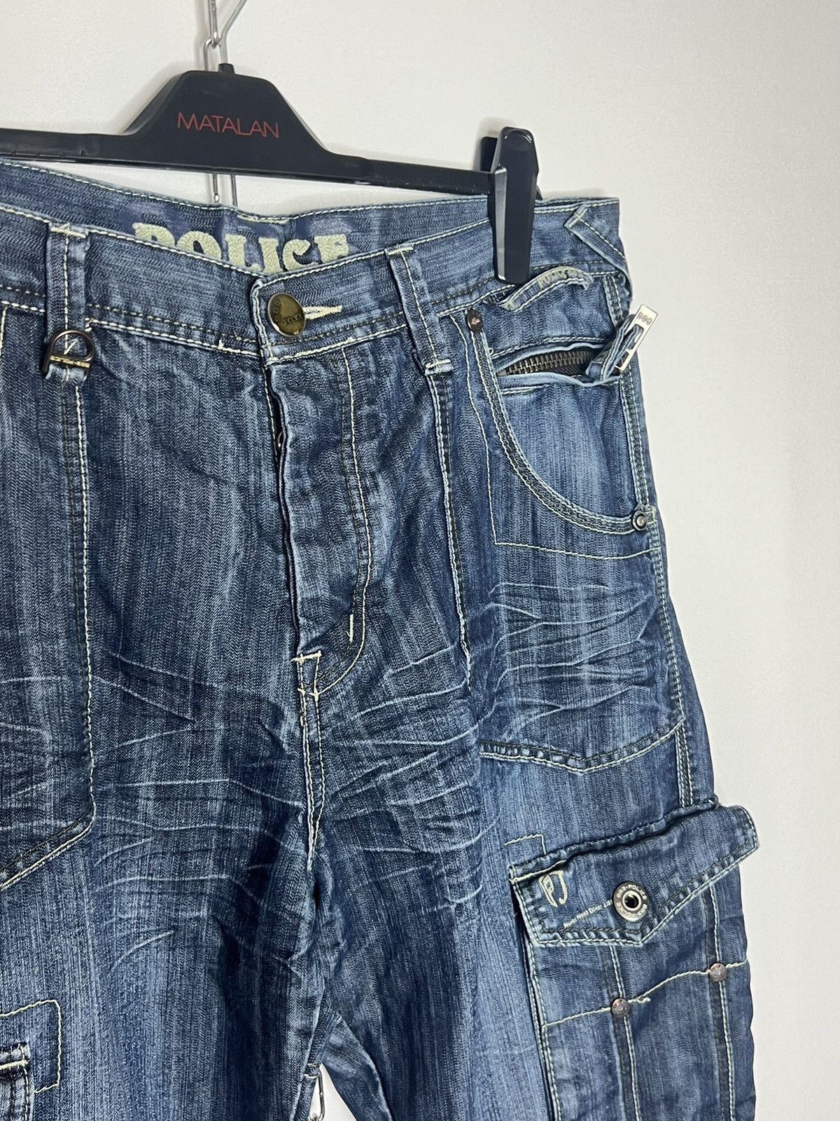 Other 🔥 Vintage 883 Police Crazy Multi Pocket Cargo Denim Jeans 🔥 Size US 36 / EU 52 - 4 Thumbnail