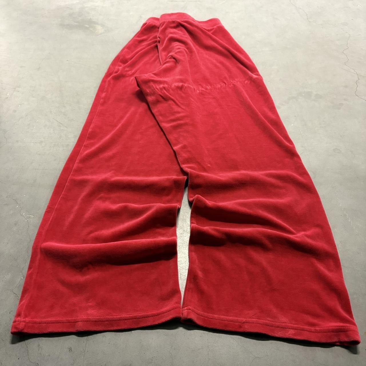 Vintage Crazy Vintage Y2K/2000s Super Baggy Wideleg Red Velour Velvet Sweatpants! Size US 36 / EU 52 - 5 Thumbnail