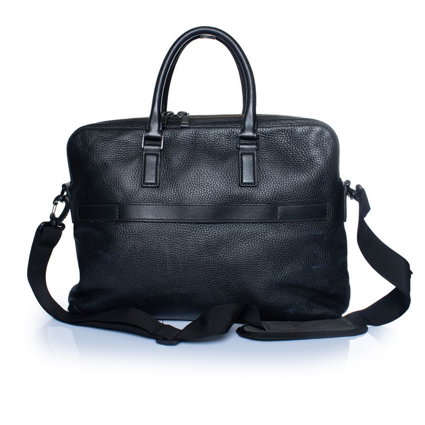 Hugo Boss Hugo Boss, grained leather laptop bag in black Size ONE SIZE - 3 Thumbnail
