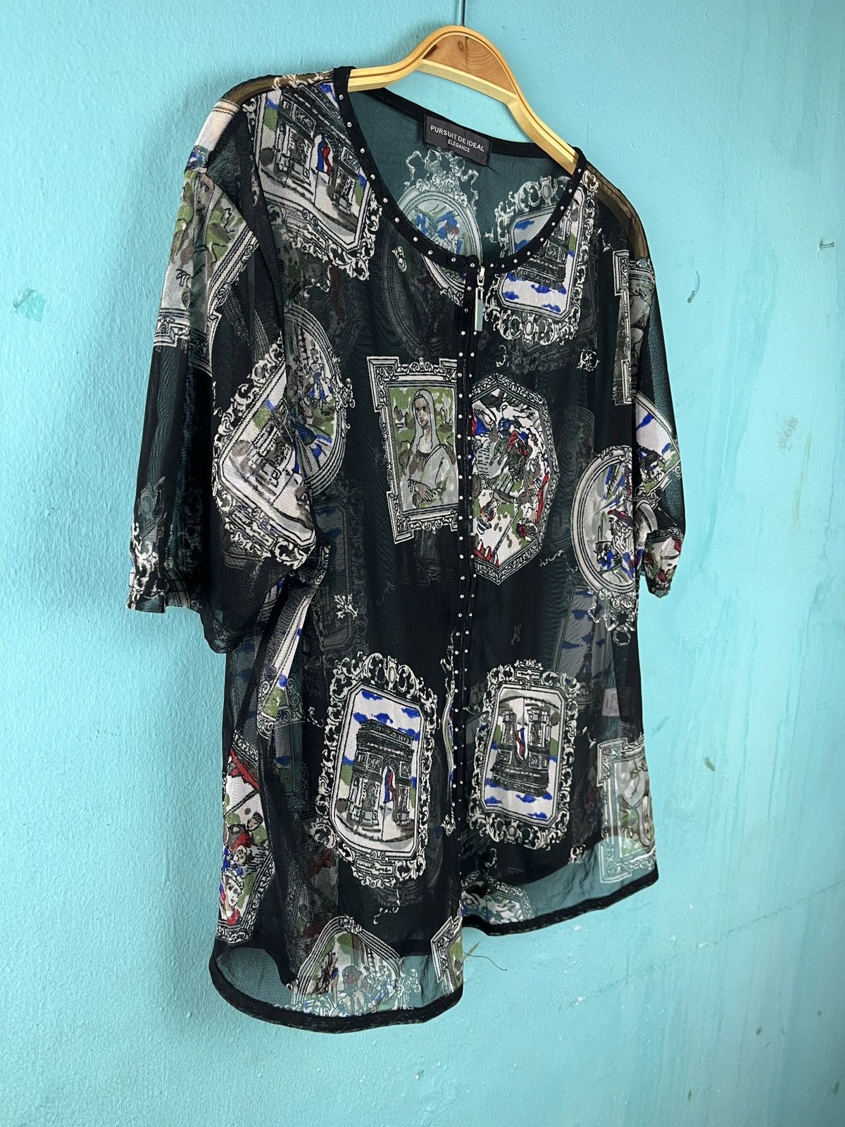 Japanese Brand Pursuit De Ideal Art Zip Up See Through Top Size XL / US 12-14 / IT 48-50 - 4 Thumbnail