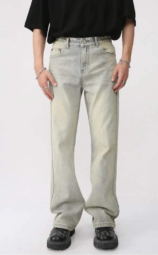 Japanese Brand Hiroko x Saki washed distressed flared straight jeans Size US 32 / EU 48 - 1 Thumbnail