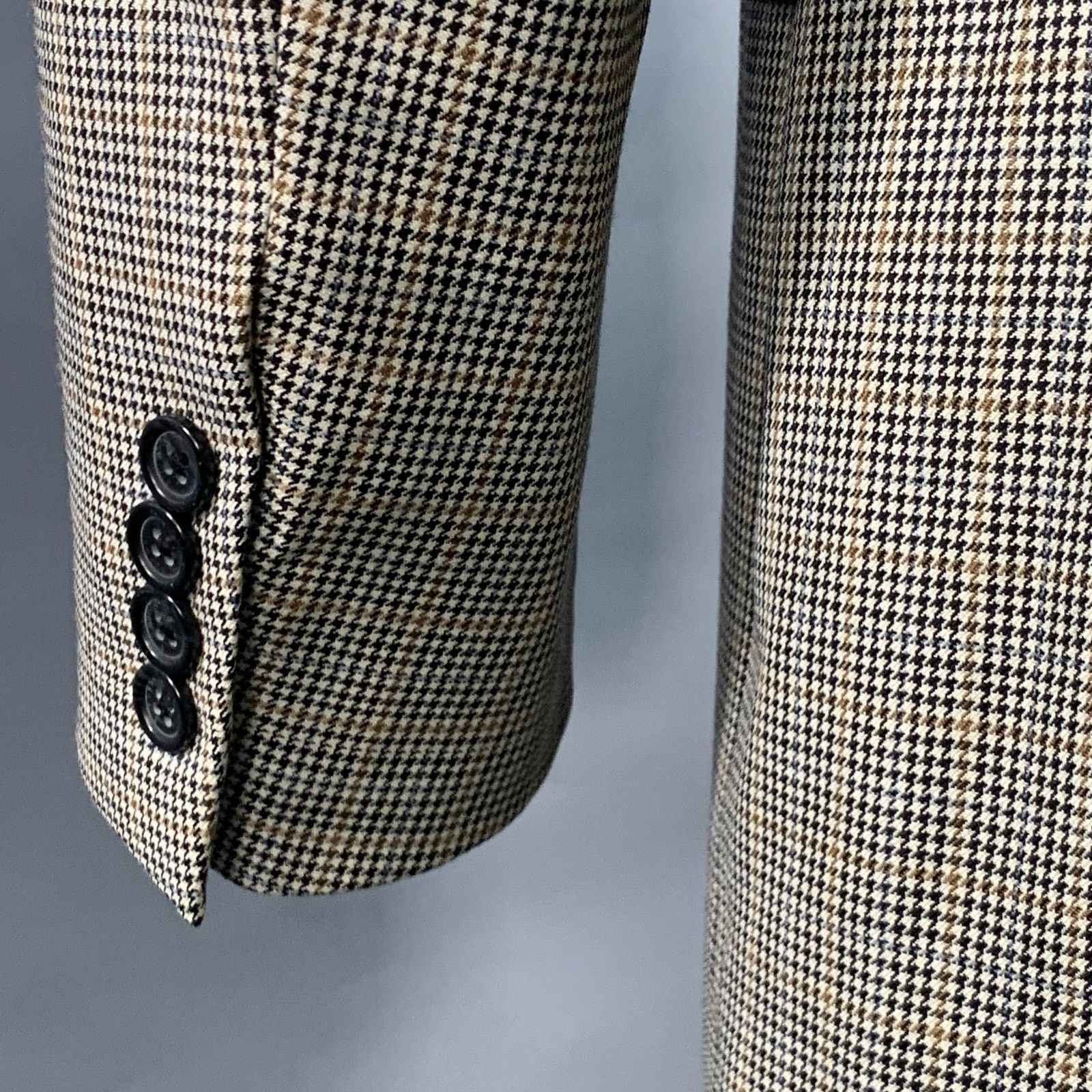 Burberry Size 38 Black Beige White Houndstooth Wool Sport Coat Size 38R - 5 Thumbnail