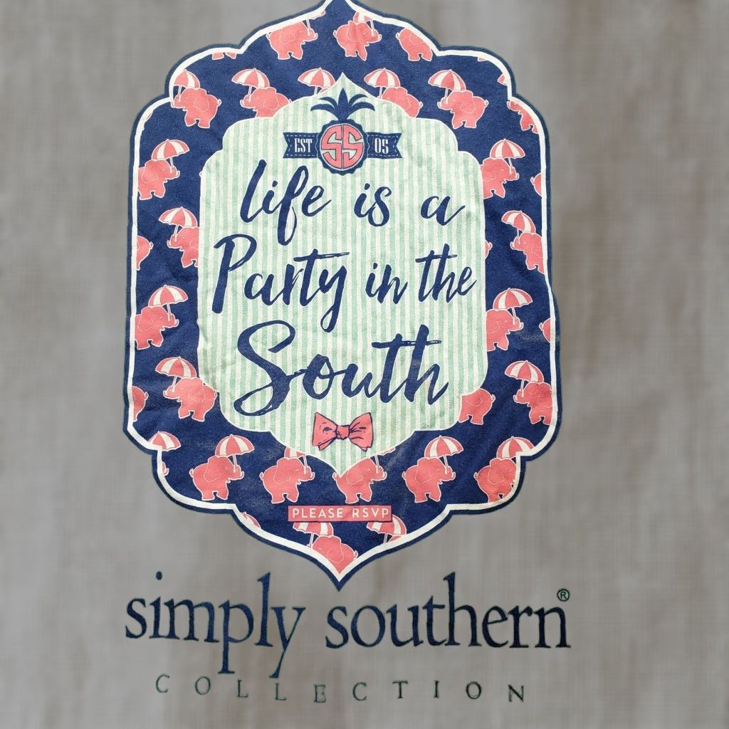 Vintage Simply Southern Shirt Tank Women M Blue "Life is a Party in the South" Graphic Size M / US 6-8 / IT 42-44 - 1 Thumbnail