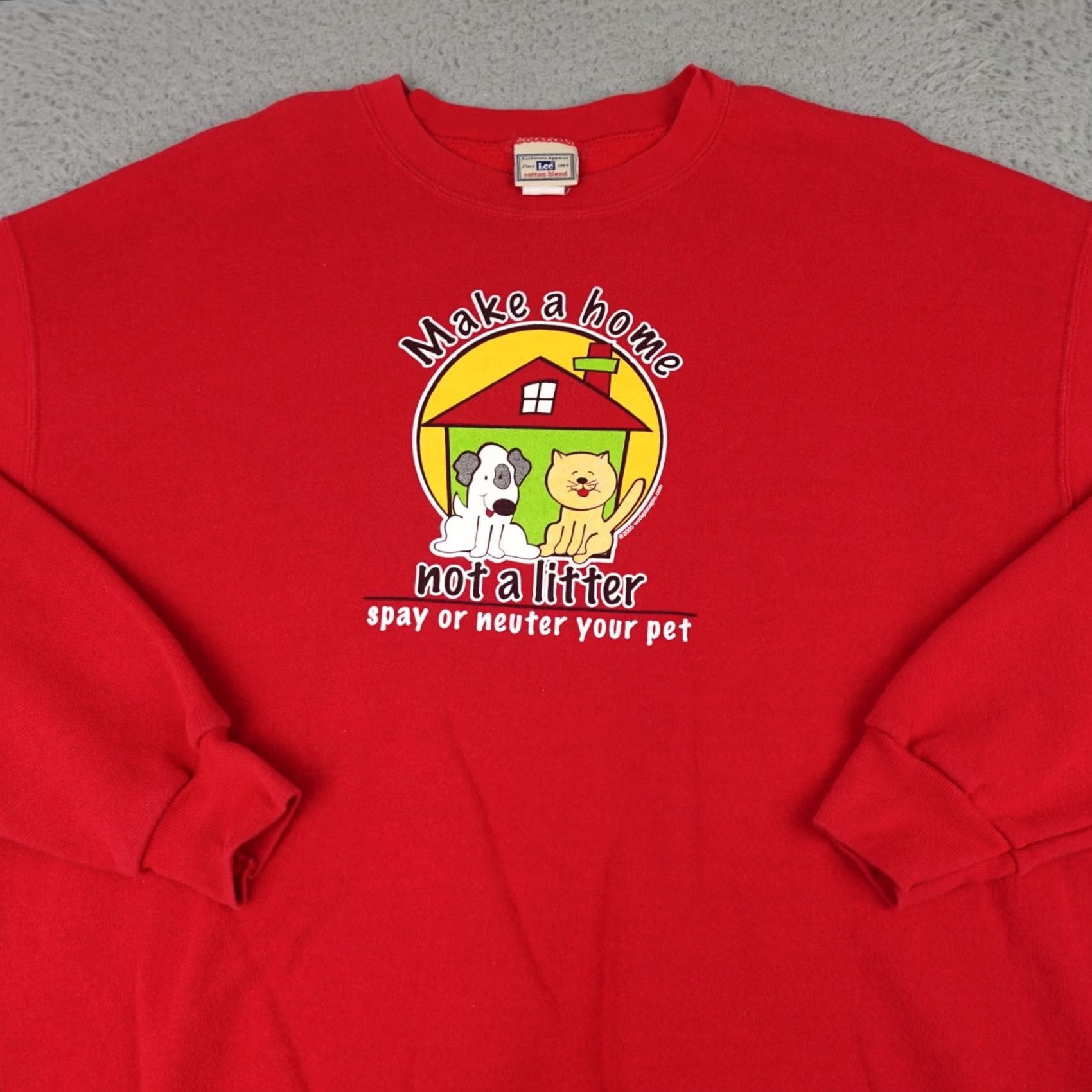 Lee VINTAGE Lee Humane Society Sweatshirt Mens XL Red Make A Home Dog Cat Crewneck Size US XL / EU 56 / 4 - 4 Thumbnail