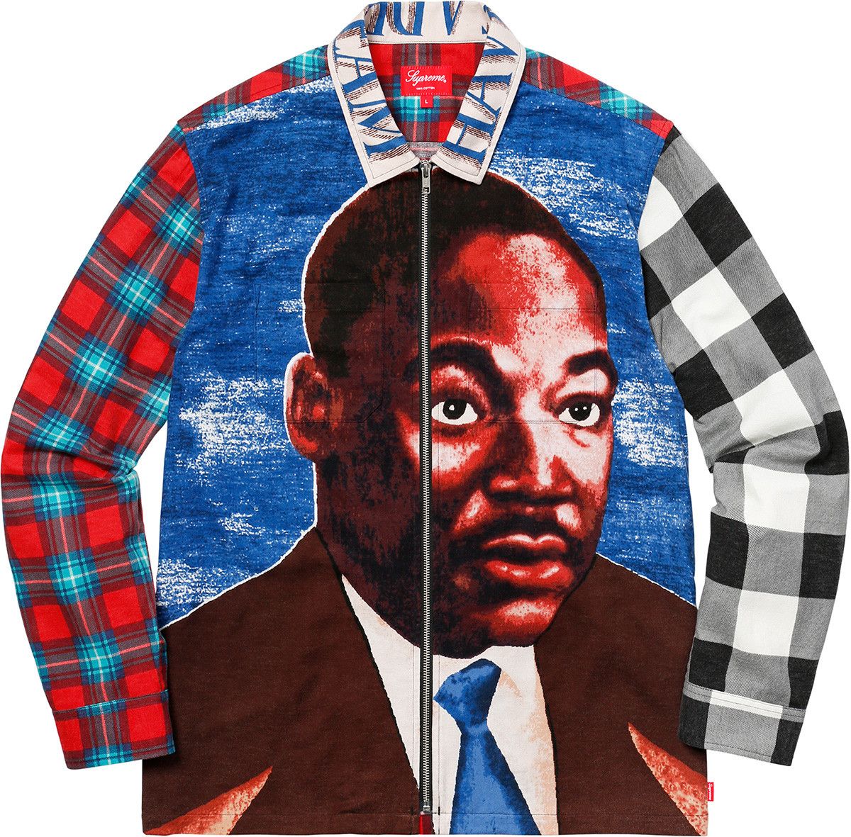 image of Supreme Mlk Zip Up Flannel Shirt Multi Xlarge, Men's