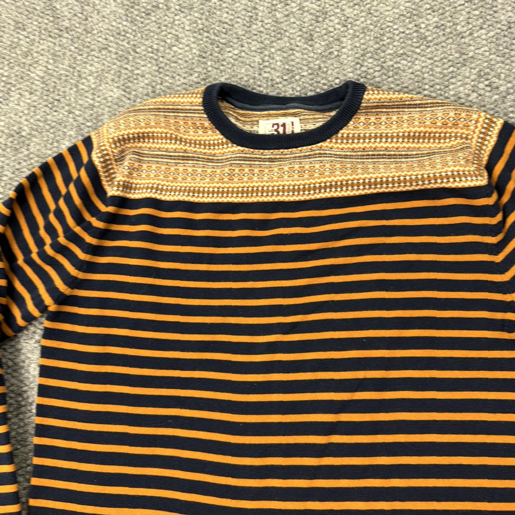 Simons Le 31 Simons Sweater Mens Small Blue Stripe Fair Isle Crewneck Knit Pullover Size US S / EU 44-46 / 1 - 2 Thumbnail