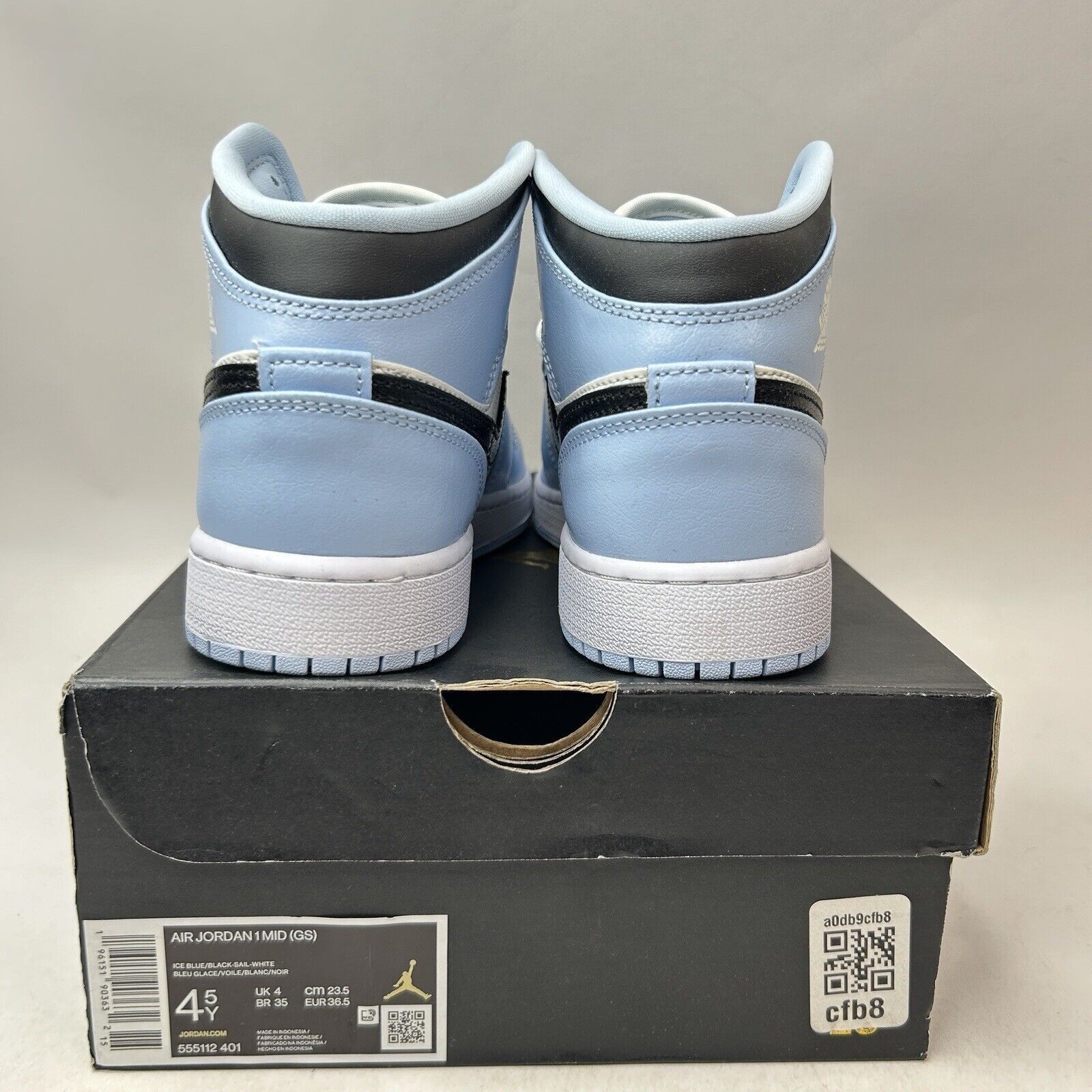Nike Nike Air Jordan 1 Mid Retro GS “Ice Blue/UNC” 2024 Size US 6 / IT 36 - 4 Thumbnail