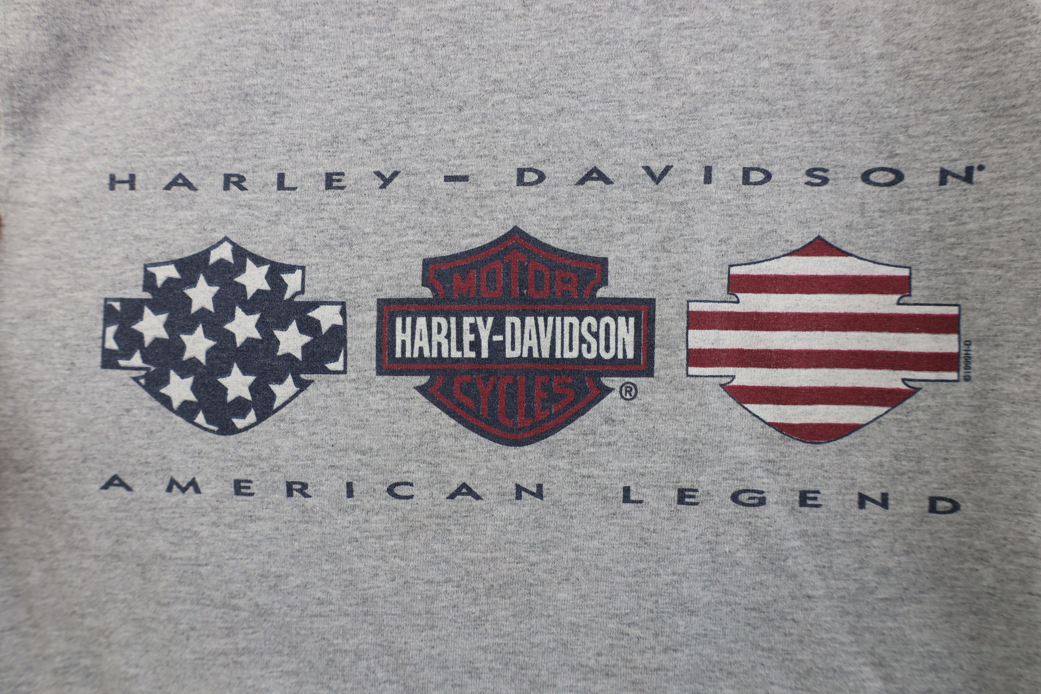 Harley Davidson Vintage 90s Harley Davidson Flag Motorcycle T-Shirt Gray Size M / US 6-8 / IT 42-44 - 4 Thumbnail