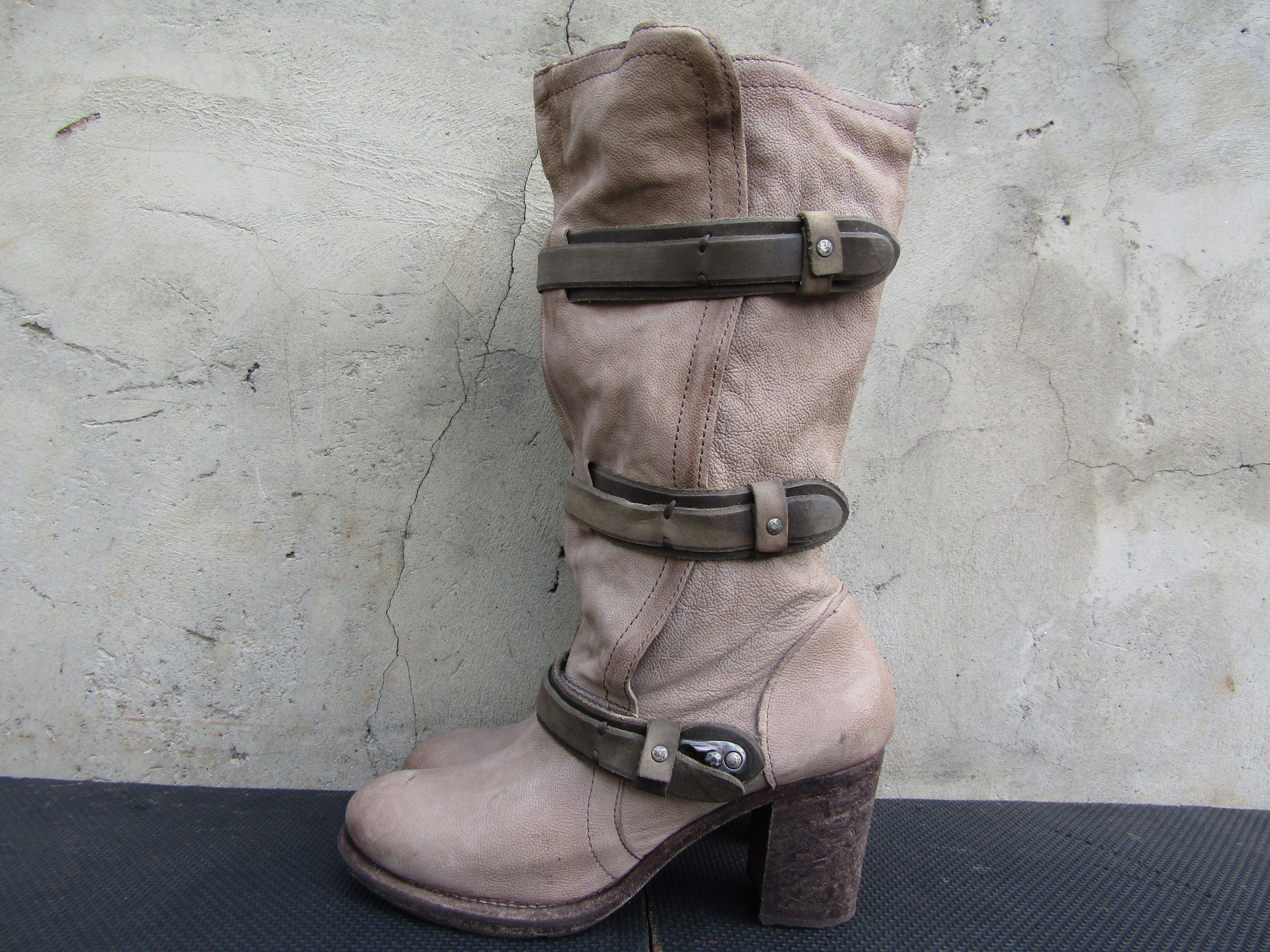 A.S.98 A.S.98 Airstep Zip Buckle High Tall Leather Heel Block Size US 10 / IT 40 - 5 Thumbnail