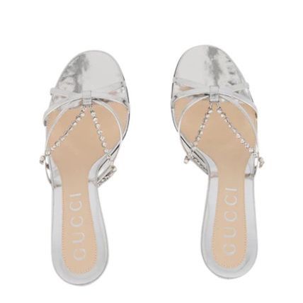 Gucci oc11z1025 Crystal Chain Sandals in Silver Size US 9.5 / IT 39.5 - 3 Thumbnail