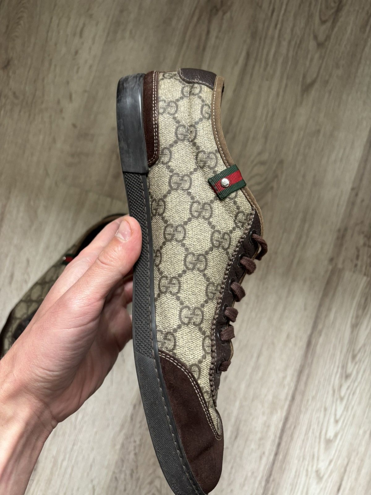 Gucci Men's GUCCI GG Supreme Canvas Leather Low Top Sneakers Size US 8 / EU 41 - 21 Thumbnail