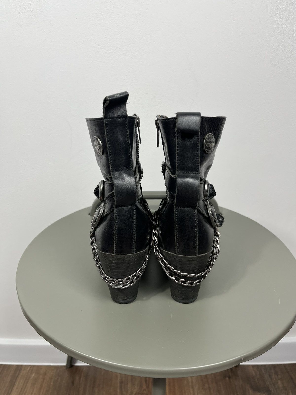 Other Rock Rebel Black Chain Zip Ankle Boots Womens EU 39 Size US 8 / IT 38 - 5 Thumbnail