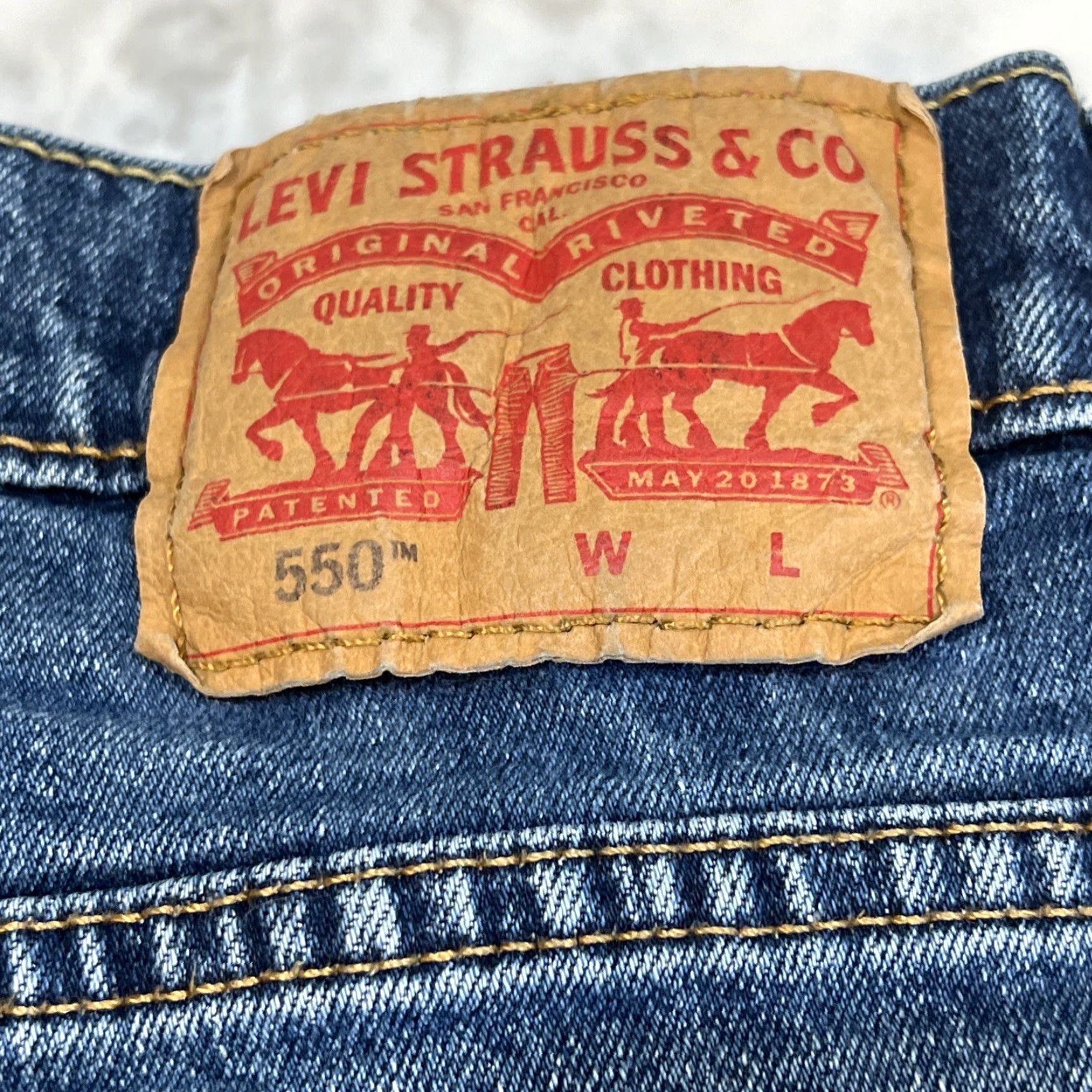 Levi's Levis 550 Relaxed Fit Jeans Mens 46x29 (44x28) Work Denim Construction Blue Size US 30 / EU 46 - 3 Thumbnail