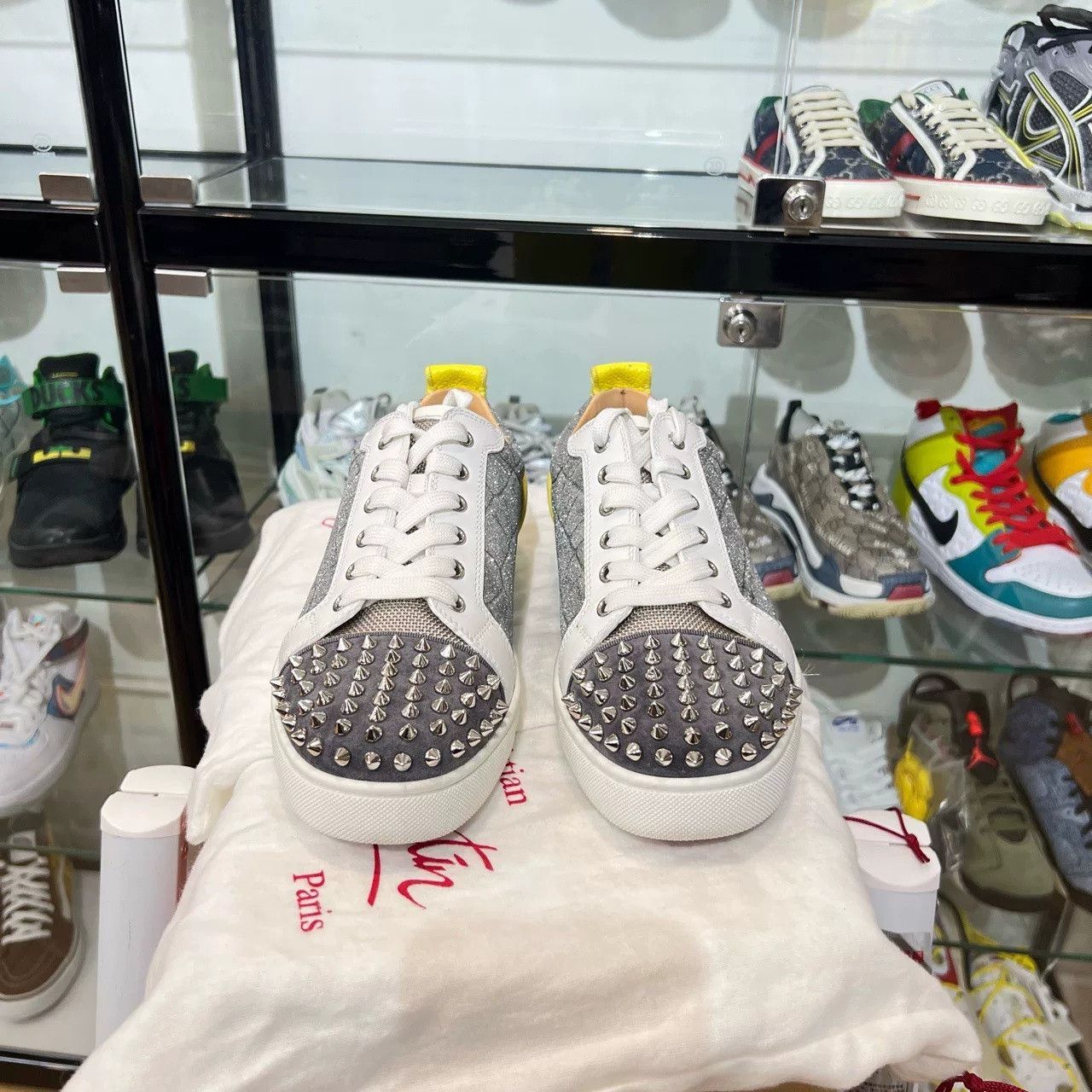 Christian Louboutin Christian Louboutin Croc-Embossed Silver Shoes Size US 9 / EU 42 - 3 Thumbnail