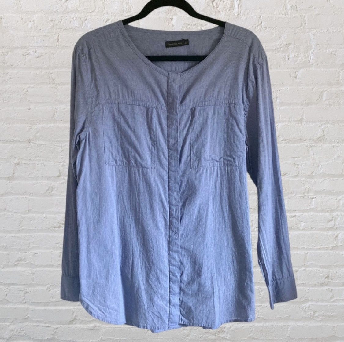 Calvin Klein CALVIN KLEIN LONG SLEEVE BUTTON UP BLOUSE TOP WITH POCKETS Size M / US 6-8 / IT 42-44 - 1 Thumbnail