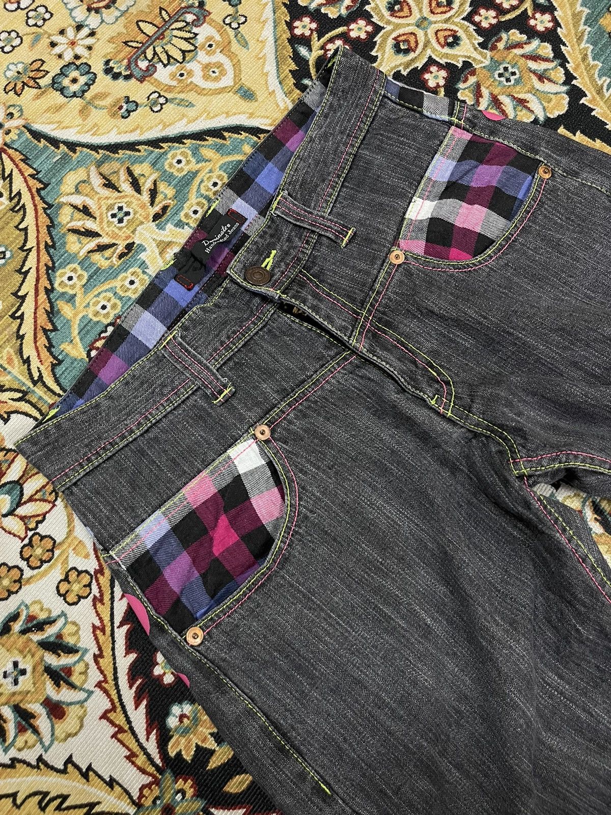 Vintage Japanese Adjustable Curved Leg Distress Denim Vintage Jeans Size US 30 / EU 46 - 8 Thumbnail