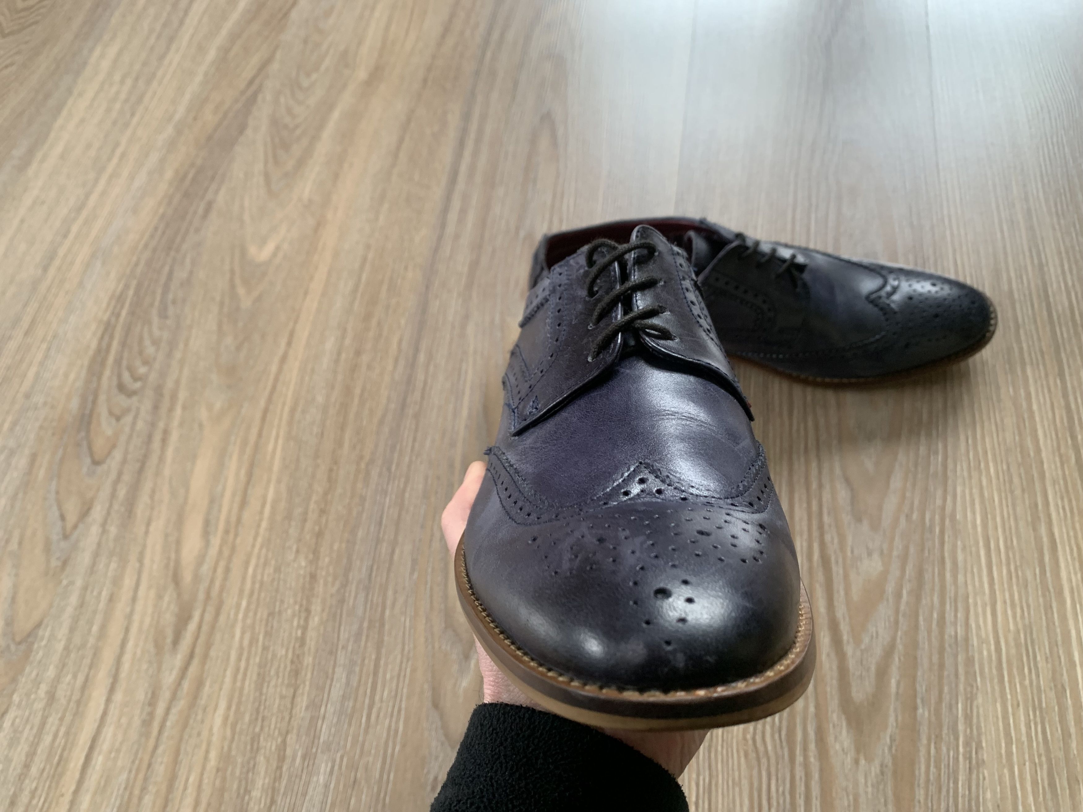 Base London Base London Motif Blue Leather Brogue Derby Shoes Size US 9 / EU 42 - 5 Thumbnail