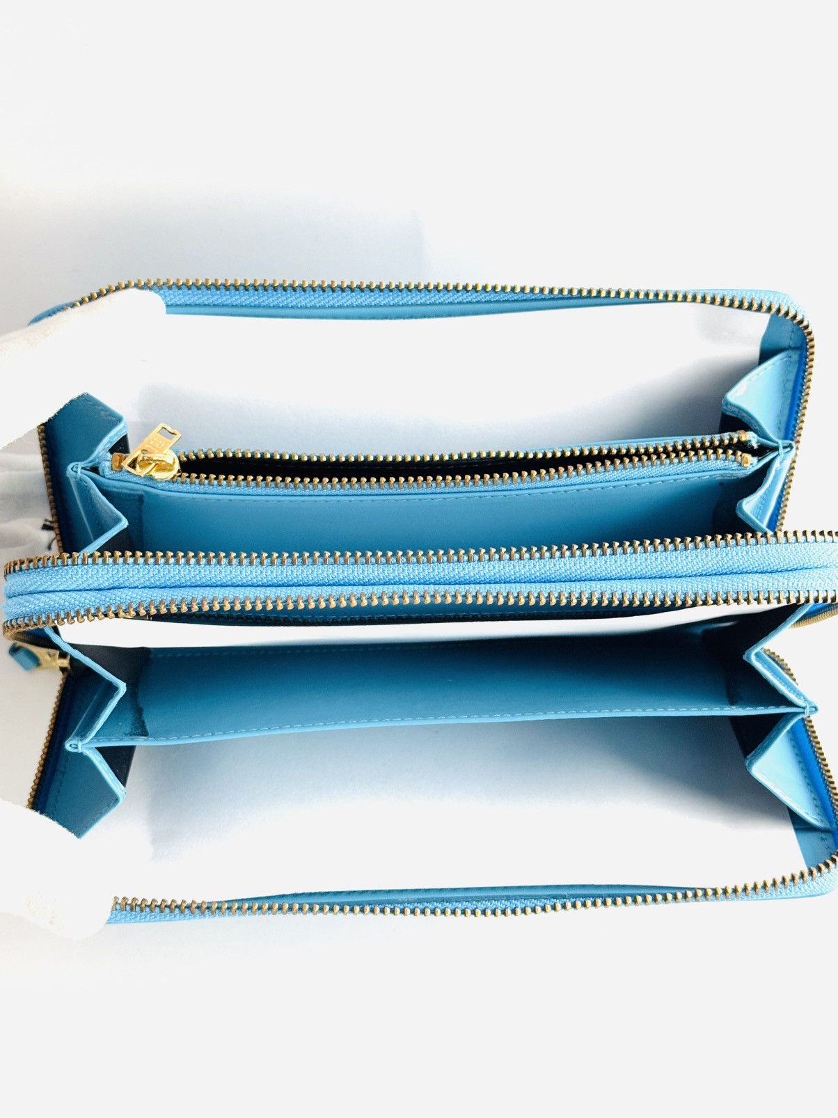 Comme des Garcons × Japanese Brand New lg Comme des Garcons dbl zip continental wallet blue CDG Size ONE SIZE - 7 Thumbnail