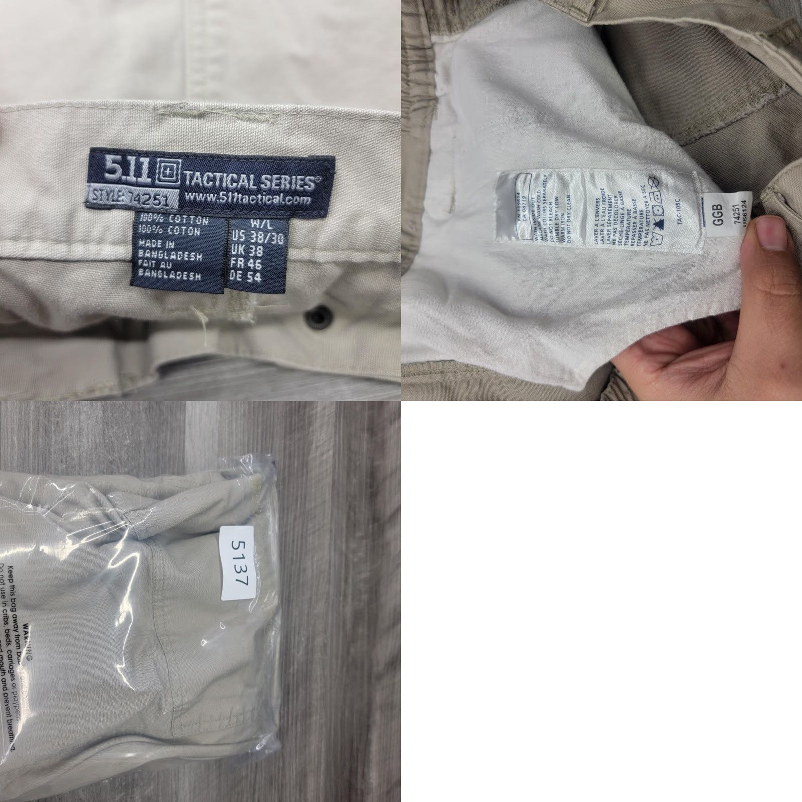 Vintage VINTAGE 5.11 Tactical Series Cargo Pants Mens 38x30 Khaki Utility Workwear 74251 Size US 38 / EU 54 - 9 Thumbnail