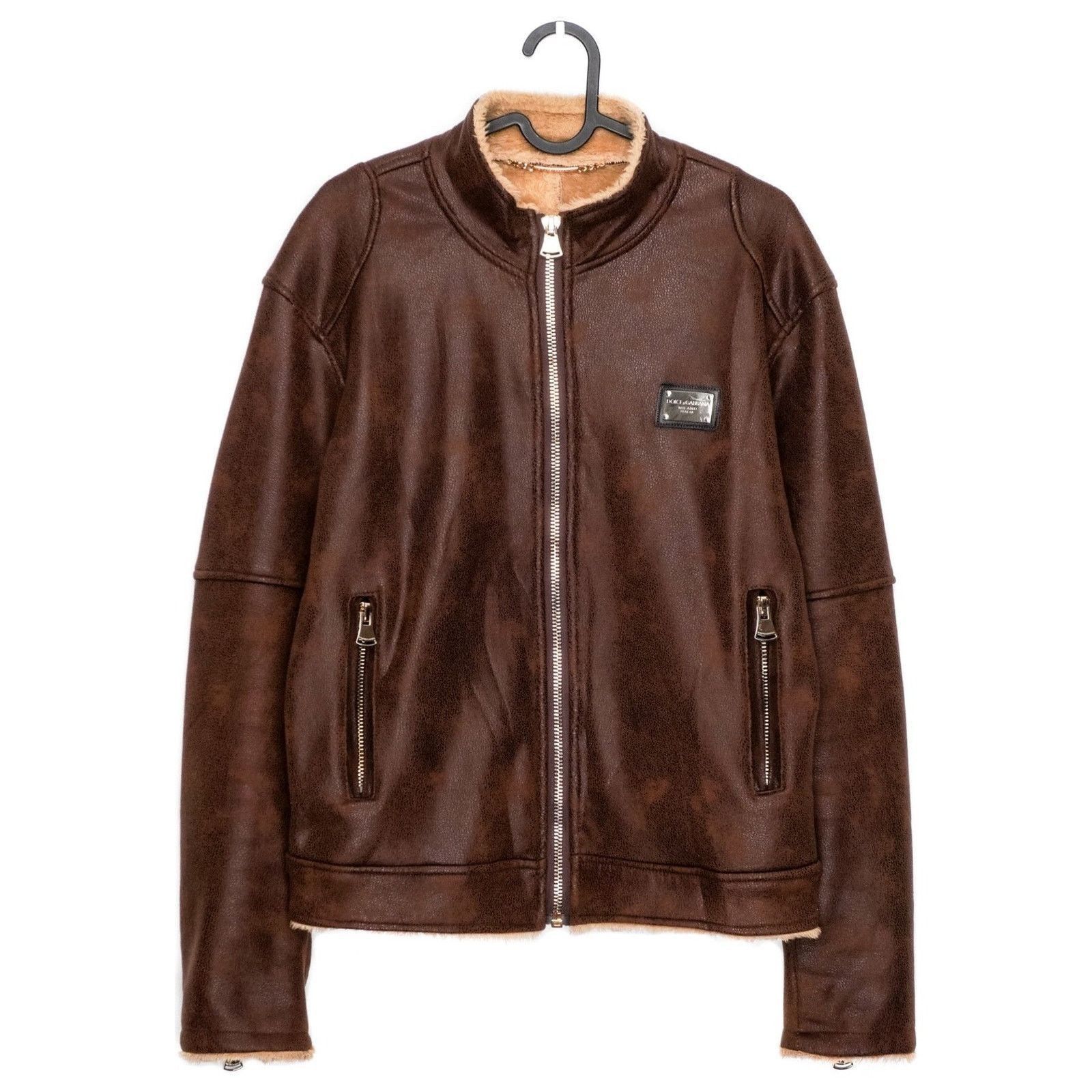 Dolce & Gabbana Dolce Gabbana DG Logo Used Effect Grain Leather Jacket Size US M / EU 48-50 / 2 - 1 Thumbnail