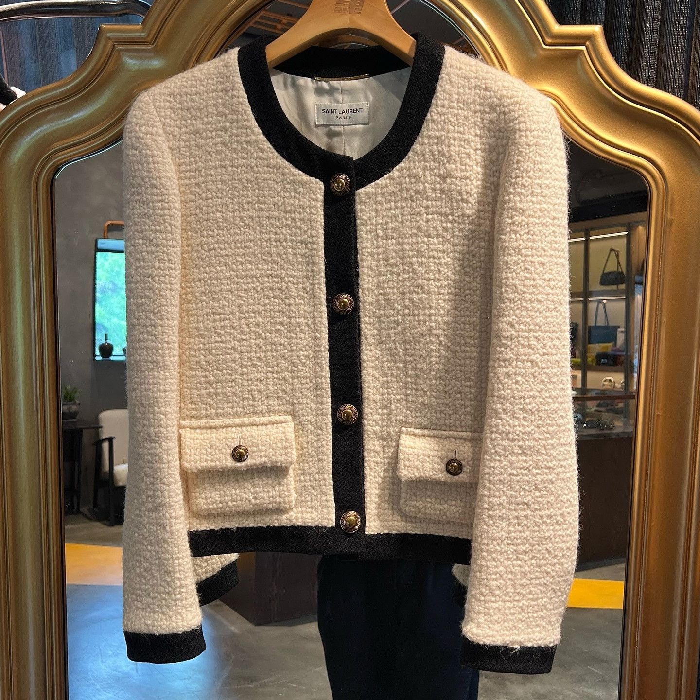 Saint Laurent Paris Saint Laurent Ivory Tweed Jacket Size 38 Size S / US 4 / IT 40 - 1 Thumbnail