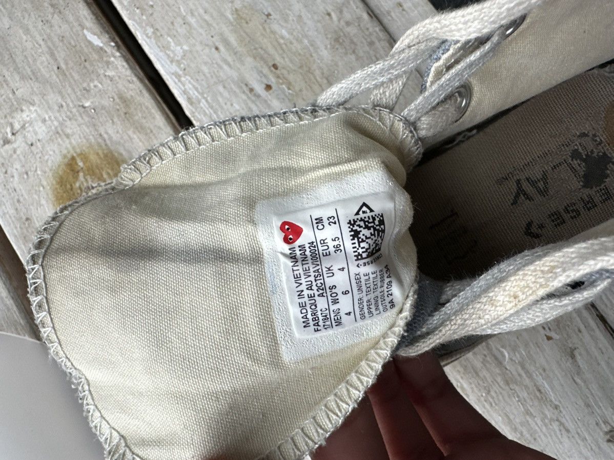 Comme des Garcons × Converse 🚨RARE grey cdg converse BLACK HEART VINTAGE DISTRESS TRUE Size US 6.5 / IT 36.5 - 16 Thumbnail
