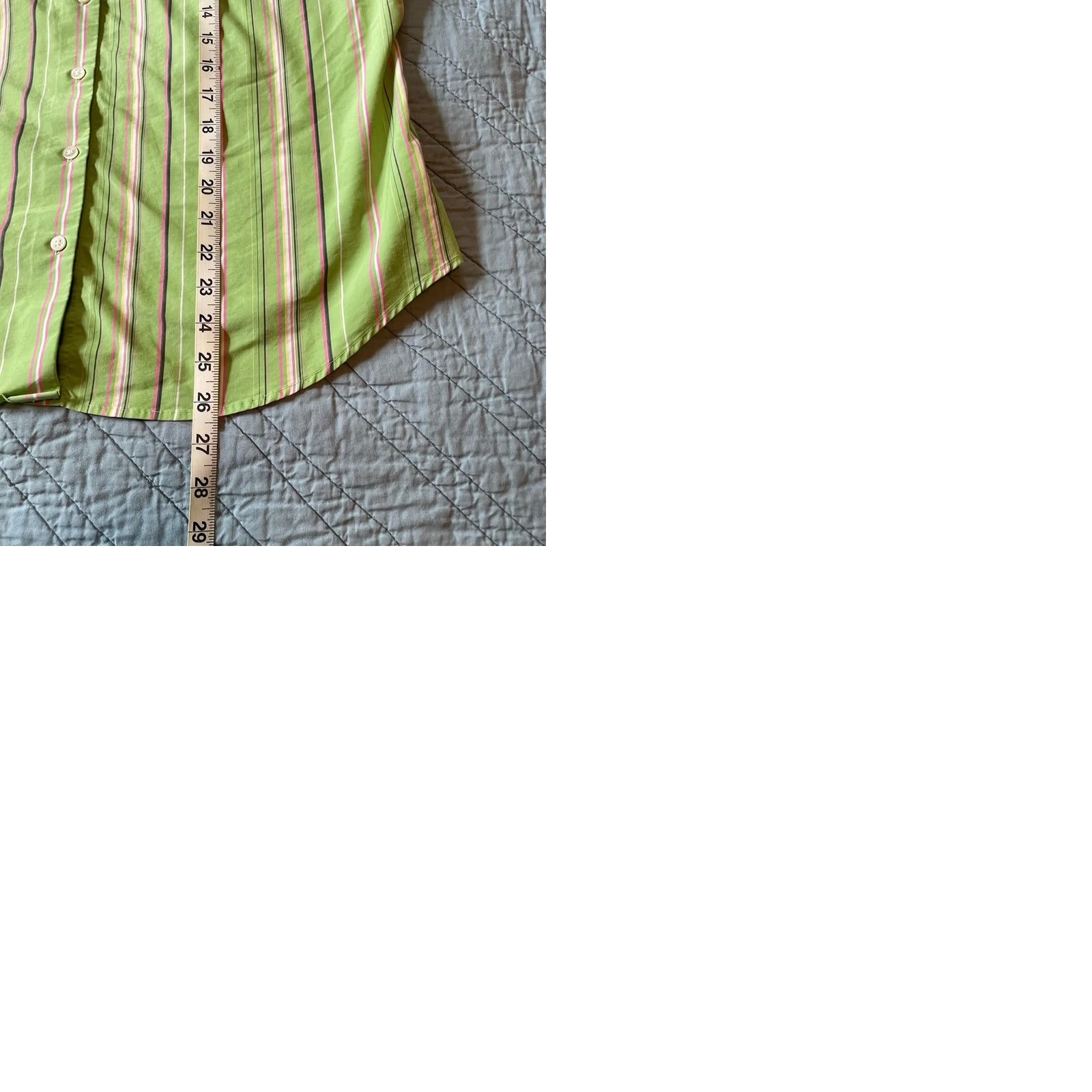 Lands' End Lands' End Women’s Blouse Sz 16 Green Stripe Classic Button Up Preppy Shirt Womens Long Sleeve Cotton Size XXL / US 16-18 / IT 52-54 - 9 Thumbnail