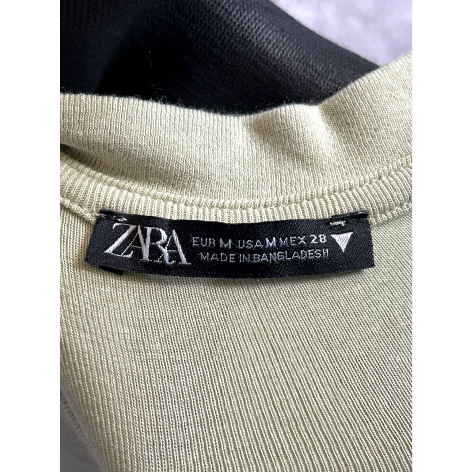 Zara Zara Shirt Womens Medium Green Cotton Blend Knit Crop Top Size M / US 6-8 / IT 42-44 - 3 Thumbnail