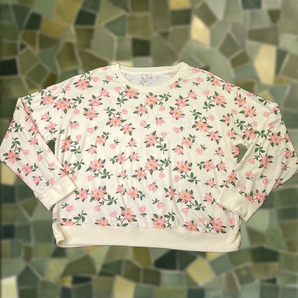 Vintage Draper James Sweatshirt Womens XL Beige Floral Long Sleeve Crew Neck Pullover Casual, Travel Size XL / US 12-14 / IT 48-50 - 1 Thumbnail