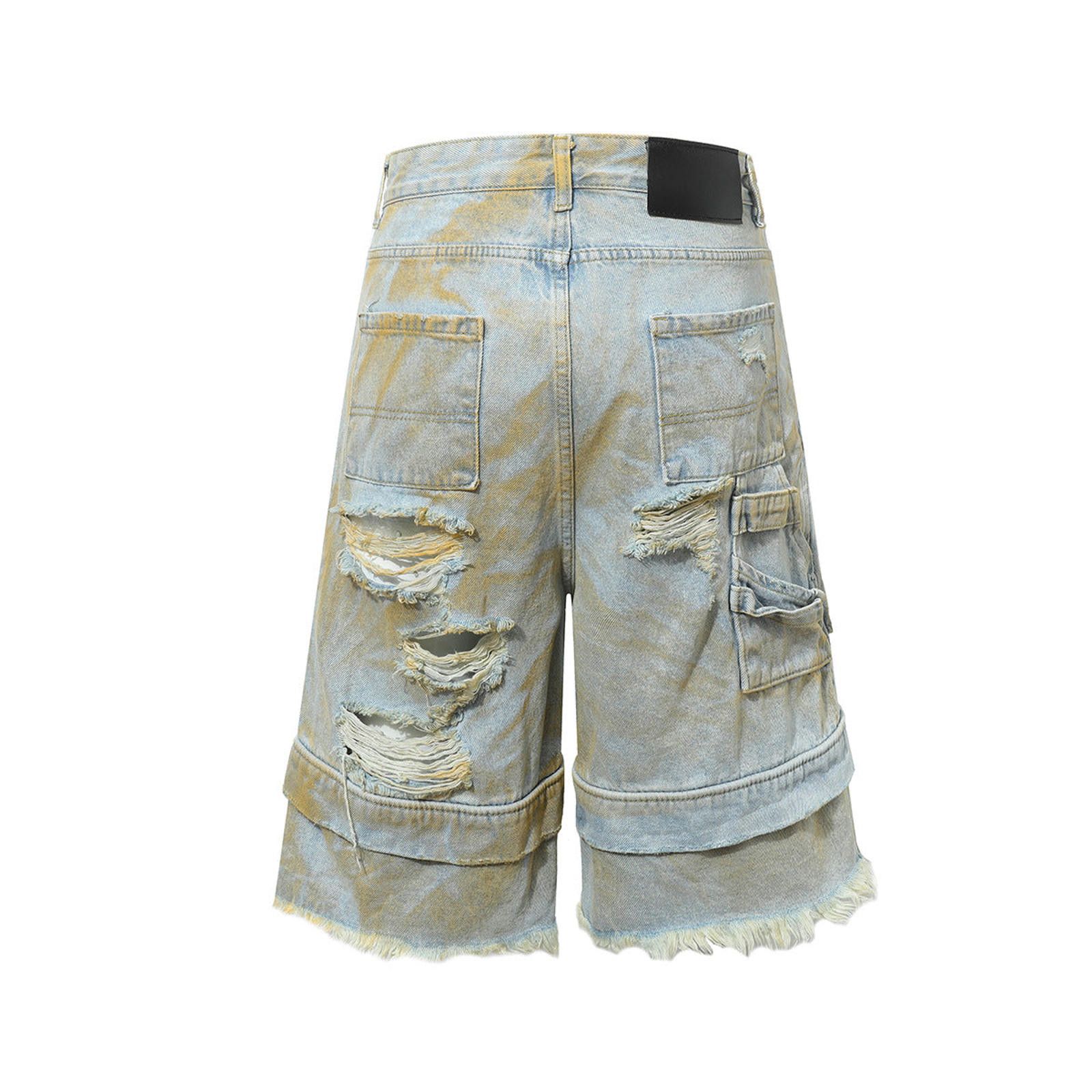Jean Distressed Straight-Leg Denim Short | Frayed Raw Hem Size US 32 / EU 48 - 6 Thumbnail