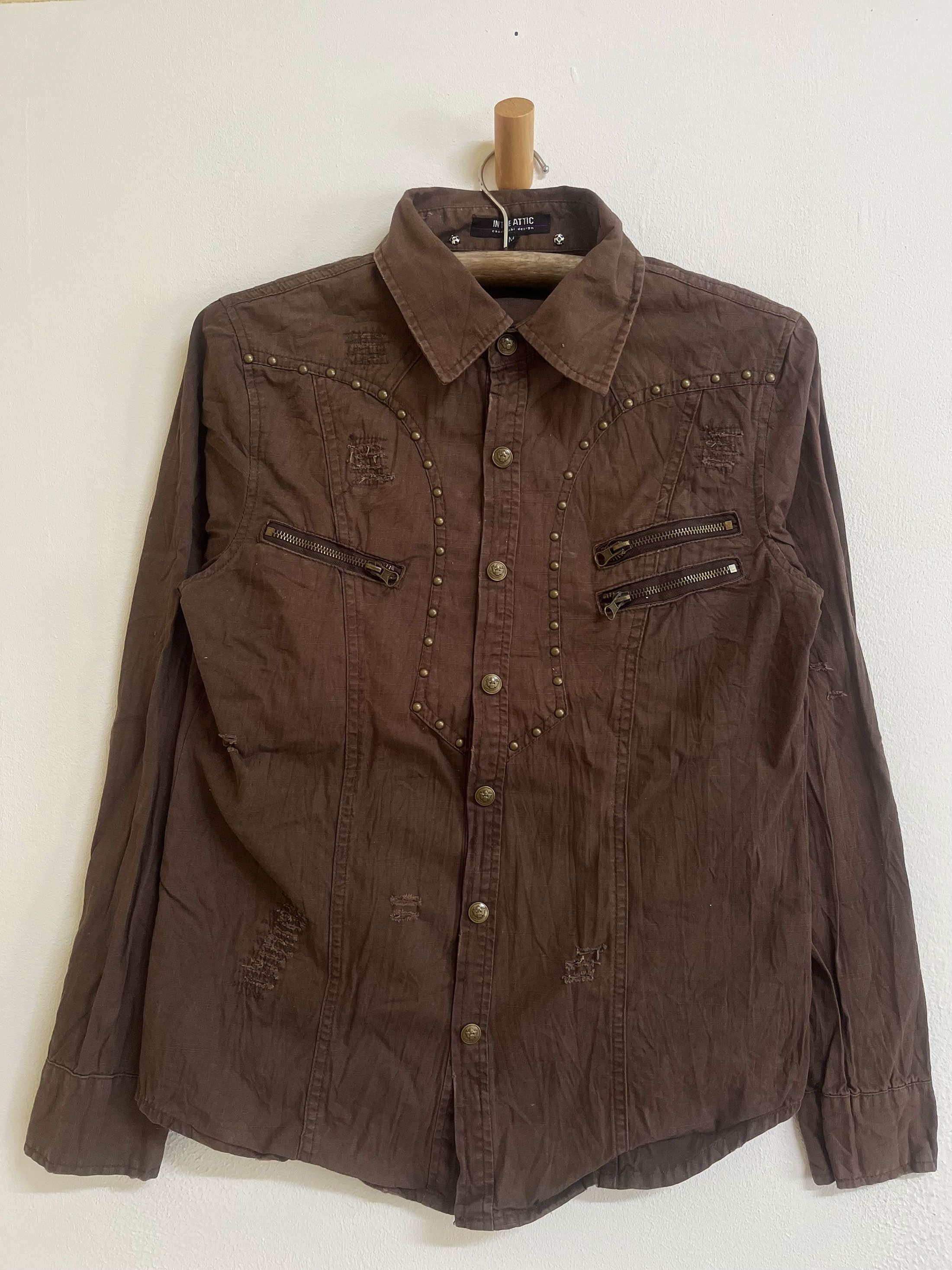 In The Attic IN THE ATTIC Studs Zipper Western Long Sleeve Size US M / EU 48-50 / 2 - 1 Thumbnail