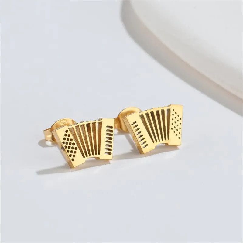 Jewelry Accordion Mini Stud Earrings Charm Earring Gift Size ONE SIZE - 2 Thumbnail